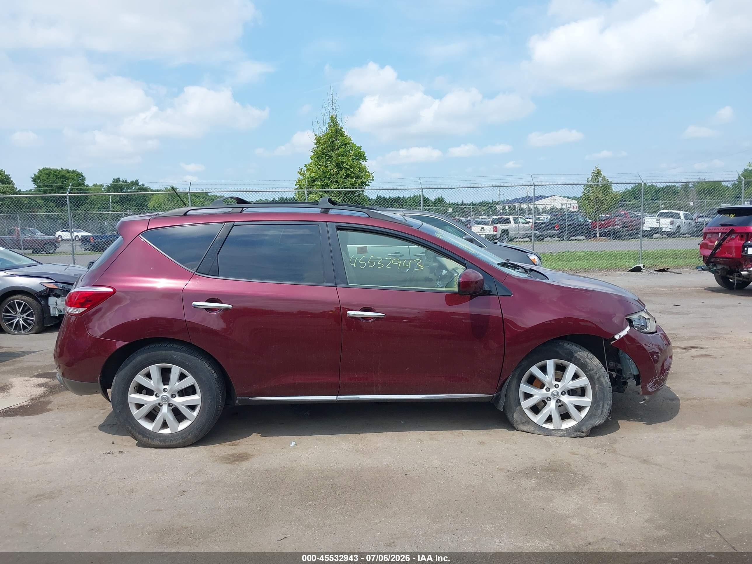 2012 Nissan Murano Sl Темно-бордовый vin: JN8AZ1MW7CW238609