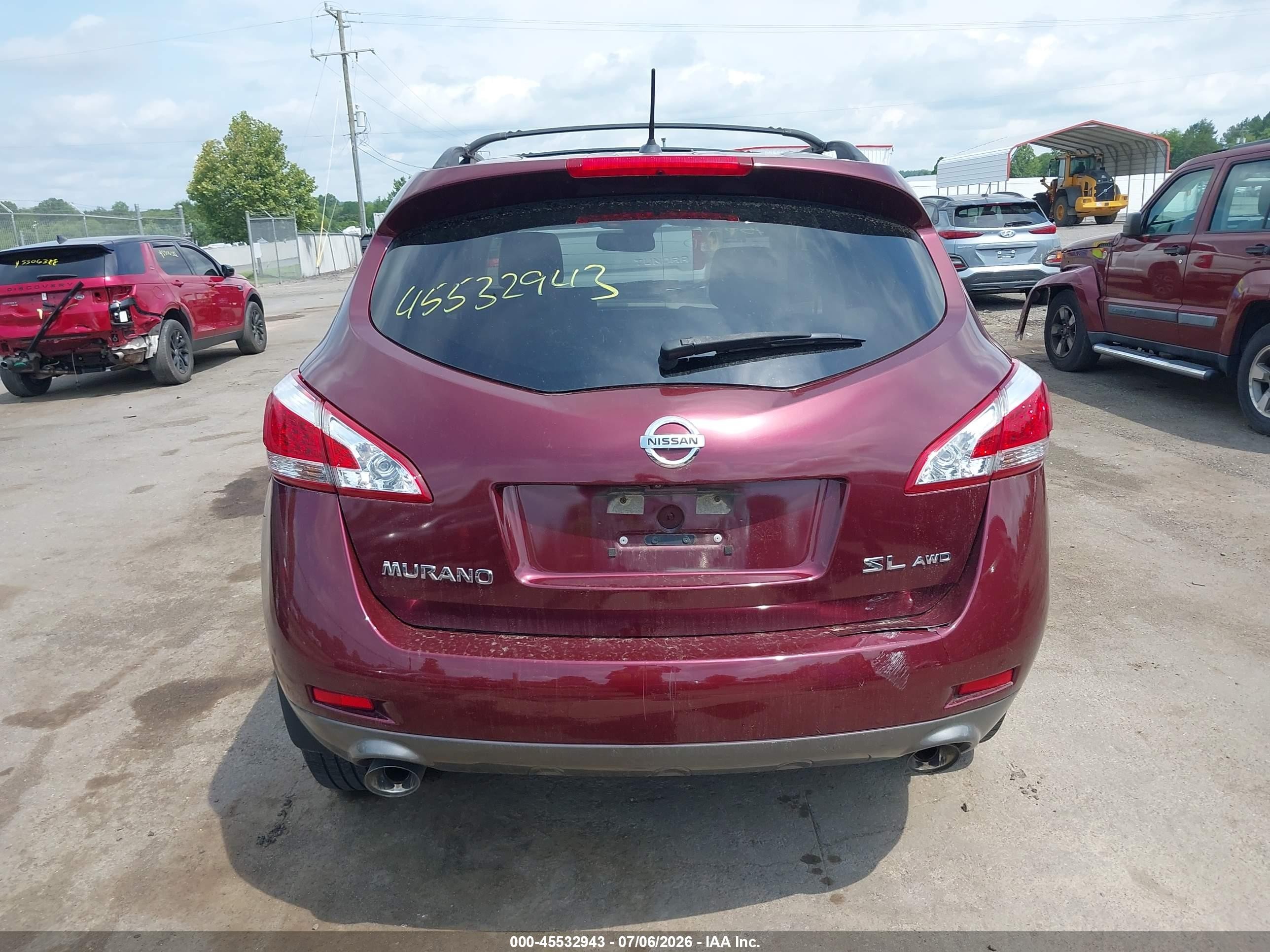 2012 Nissan Murano Sl Темно-бордовый vin: JN8AZ1MW7CW238609