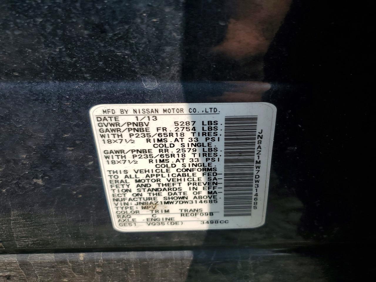 2013 Nissan Murano S Blue vin: JN8AZ1MW7DW314685