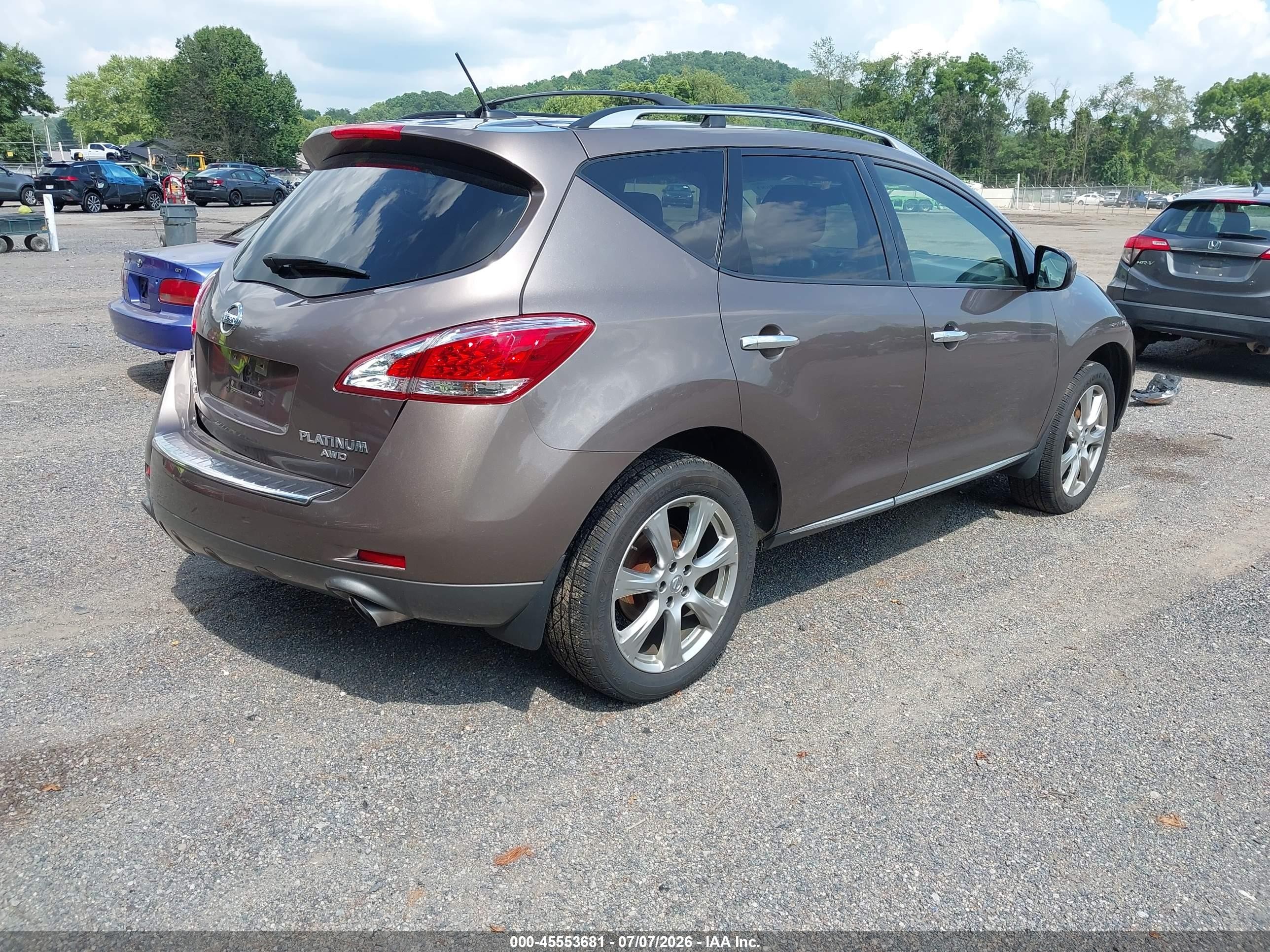 2014 Nissan Murano Le Brown vin: JN8AZ1MW7EW514077
