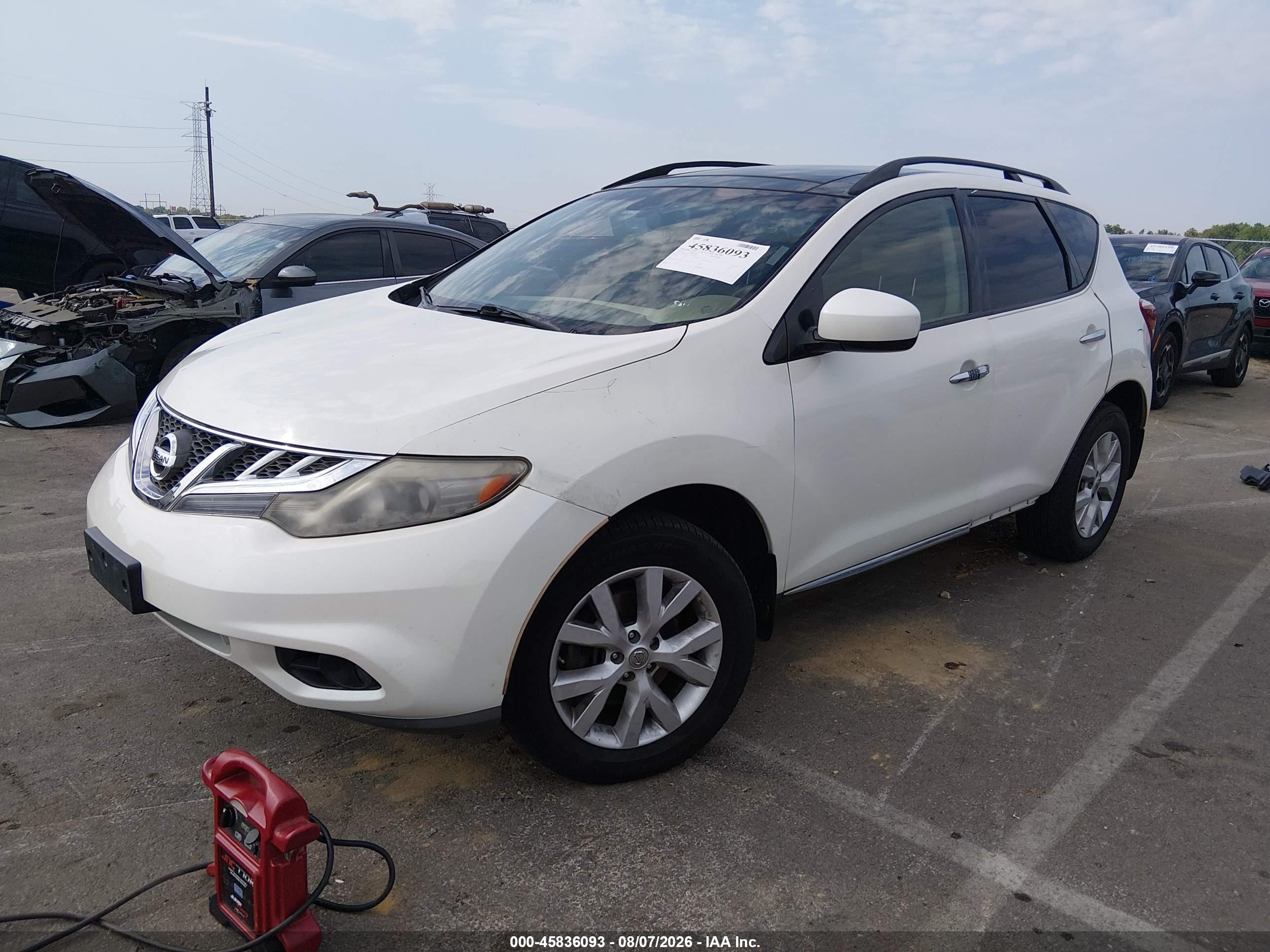 2014 Nissan Murano Sl White vin: JN8AZ1MW7EW524043