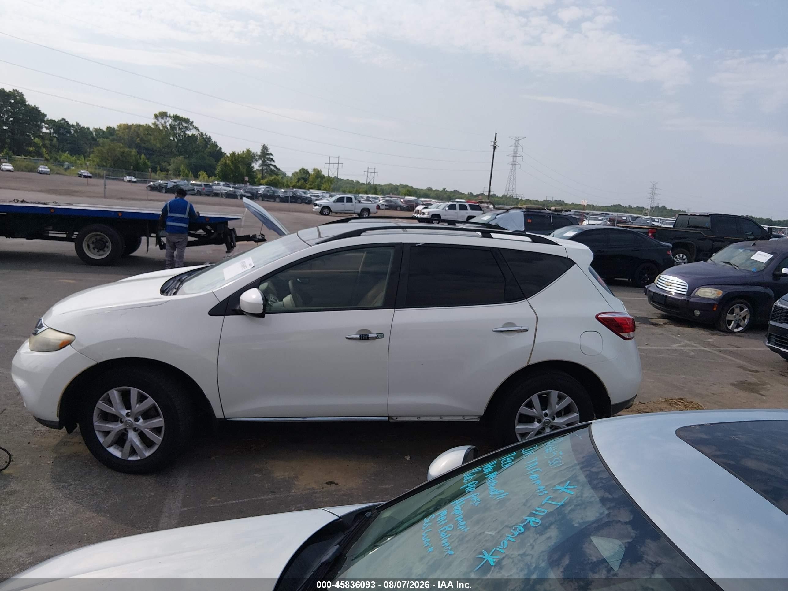 2014 Nissan Murano Sl White vin: JN8AZ1MW7EW524043