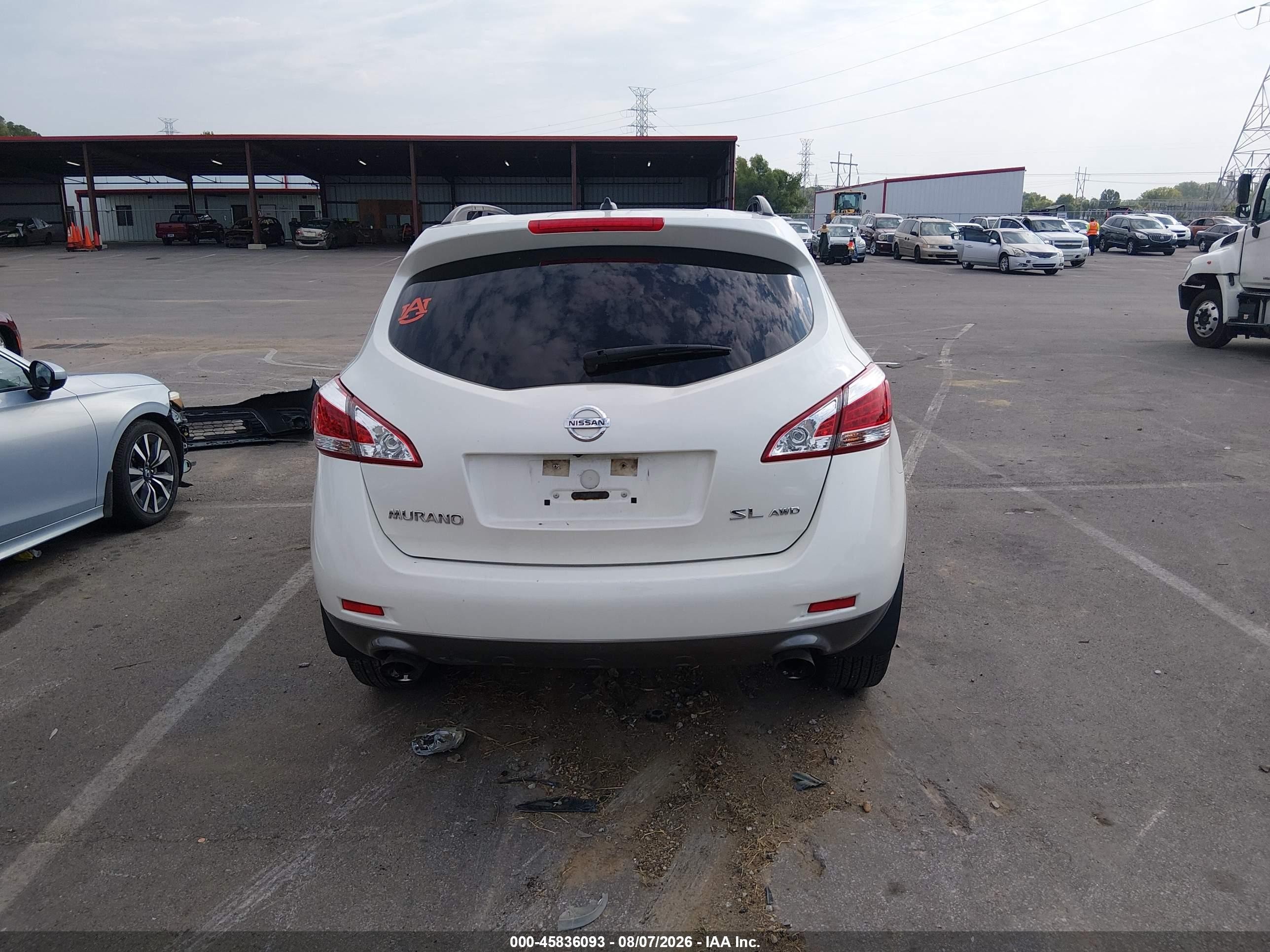 2014 Nissan Murano Sl White vin: JN8AZ1MW7EW524043
