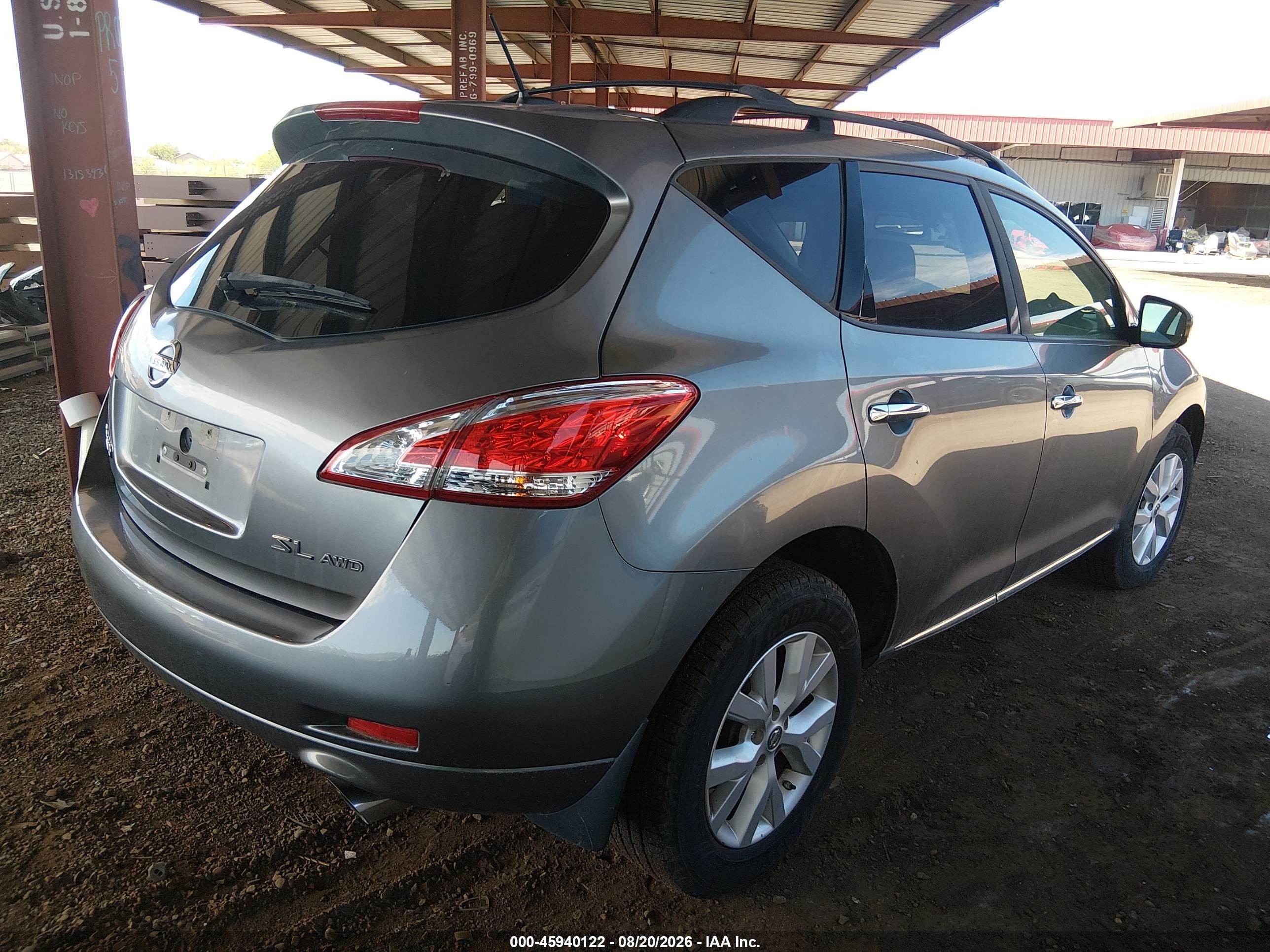 2013 Nissan Murano Sl Gray vin: JN8AZ1MW8DW306000