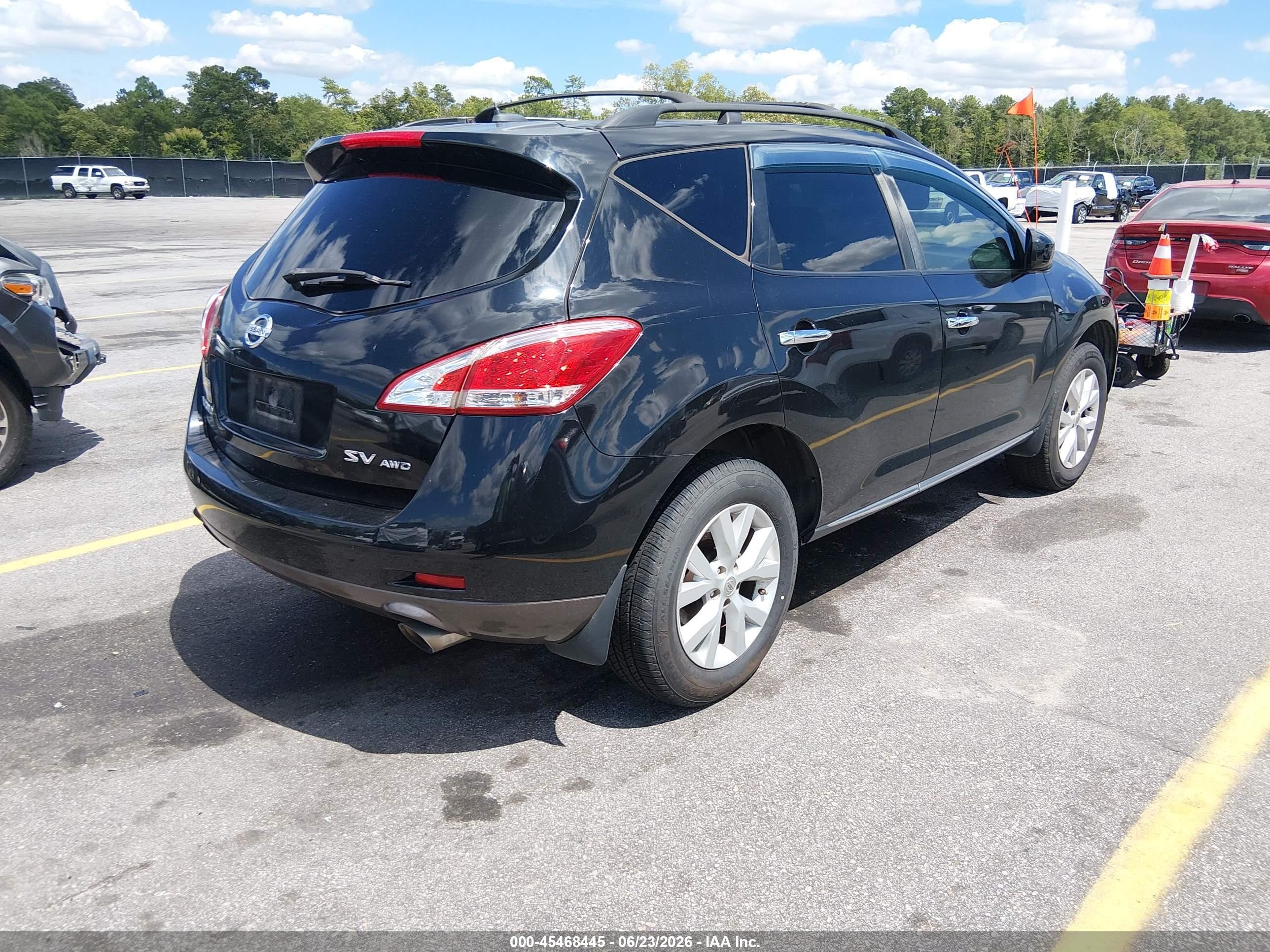 2012 Nissan Murano Sv Black vin: JN8AZ1MWXCW221223