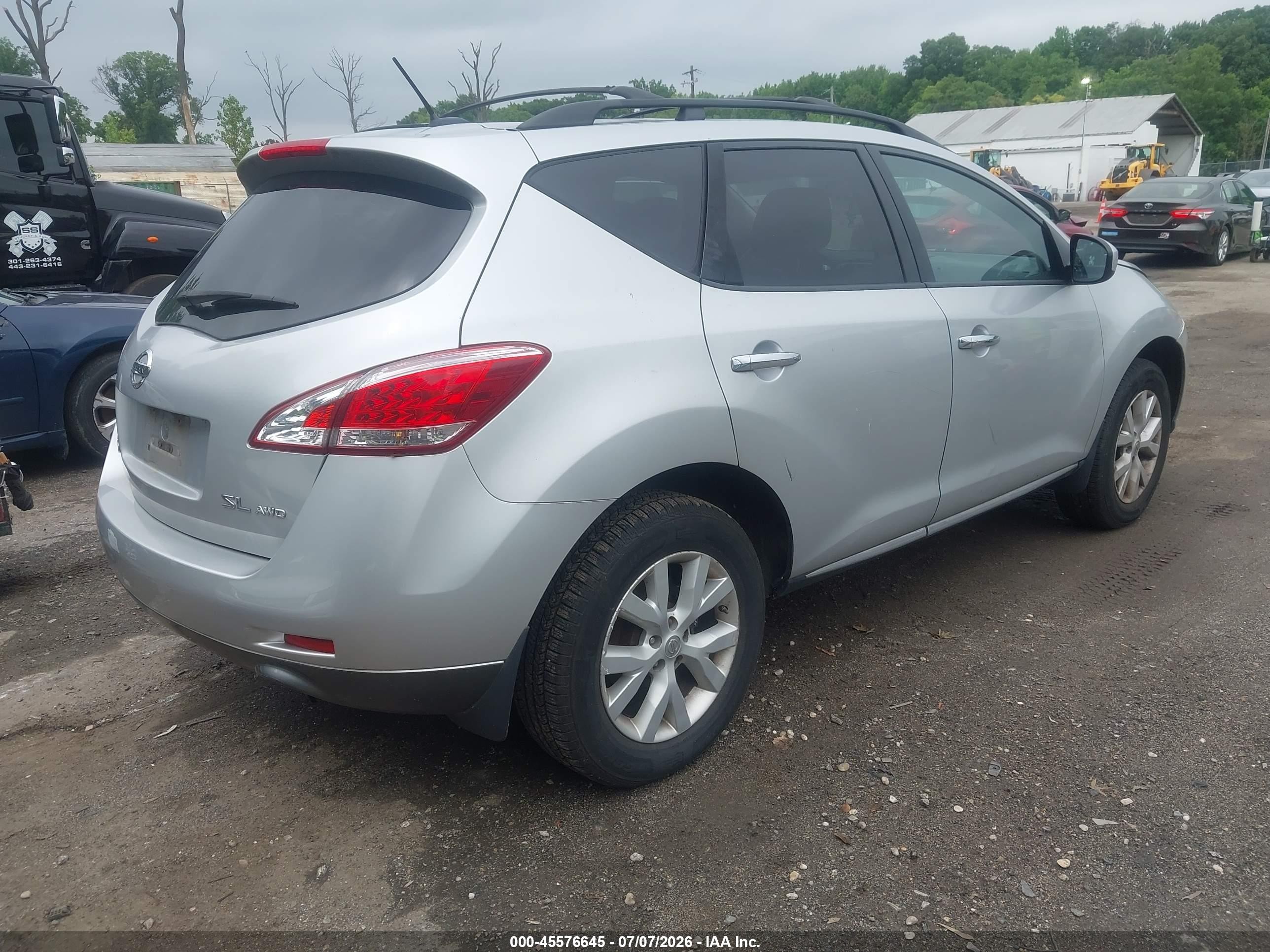 2012 Nissan Murano Sl Silver vin: JN8AZ1MWXCW230522