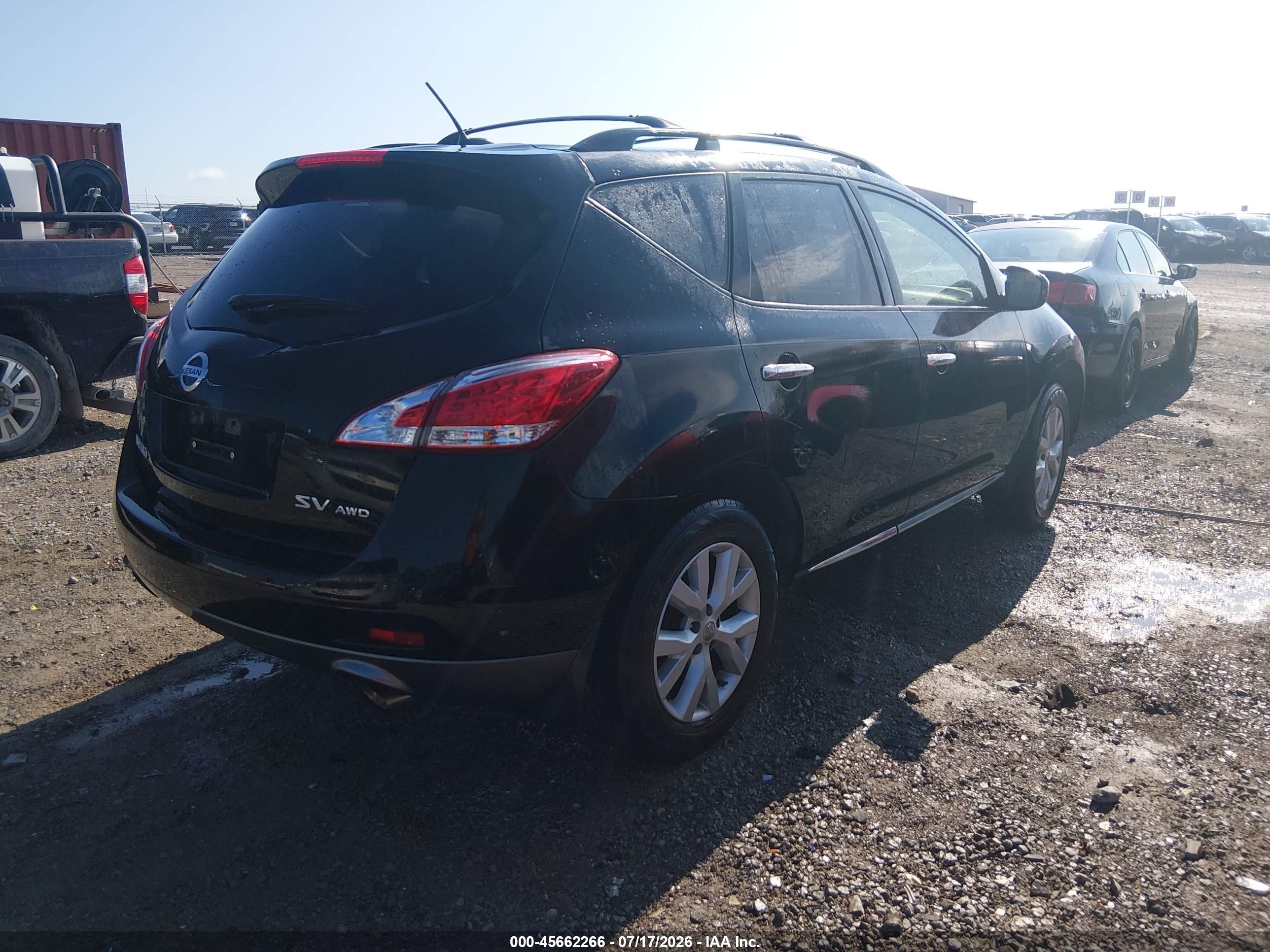 2012 Nissan Murano Sv Black vin: JN8AZ1MWXCW230827