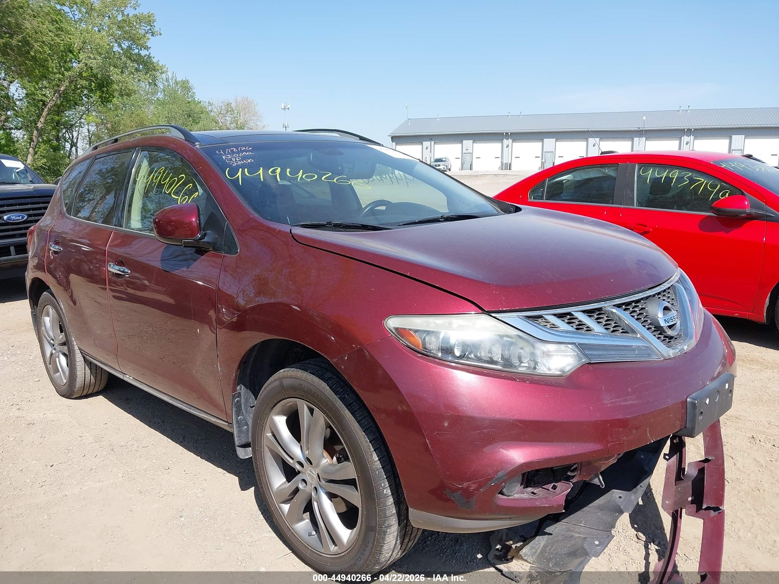 2012 Nissan Murano Le Red vin: JN8AZ1MWXCW236014