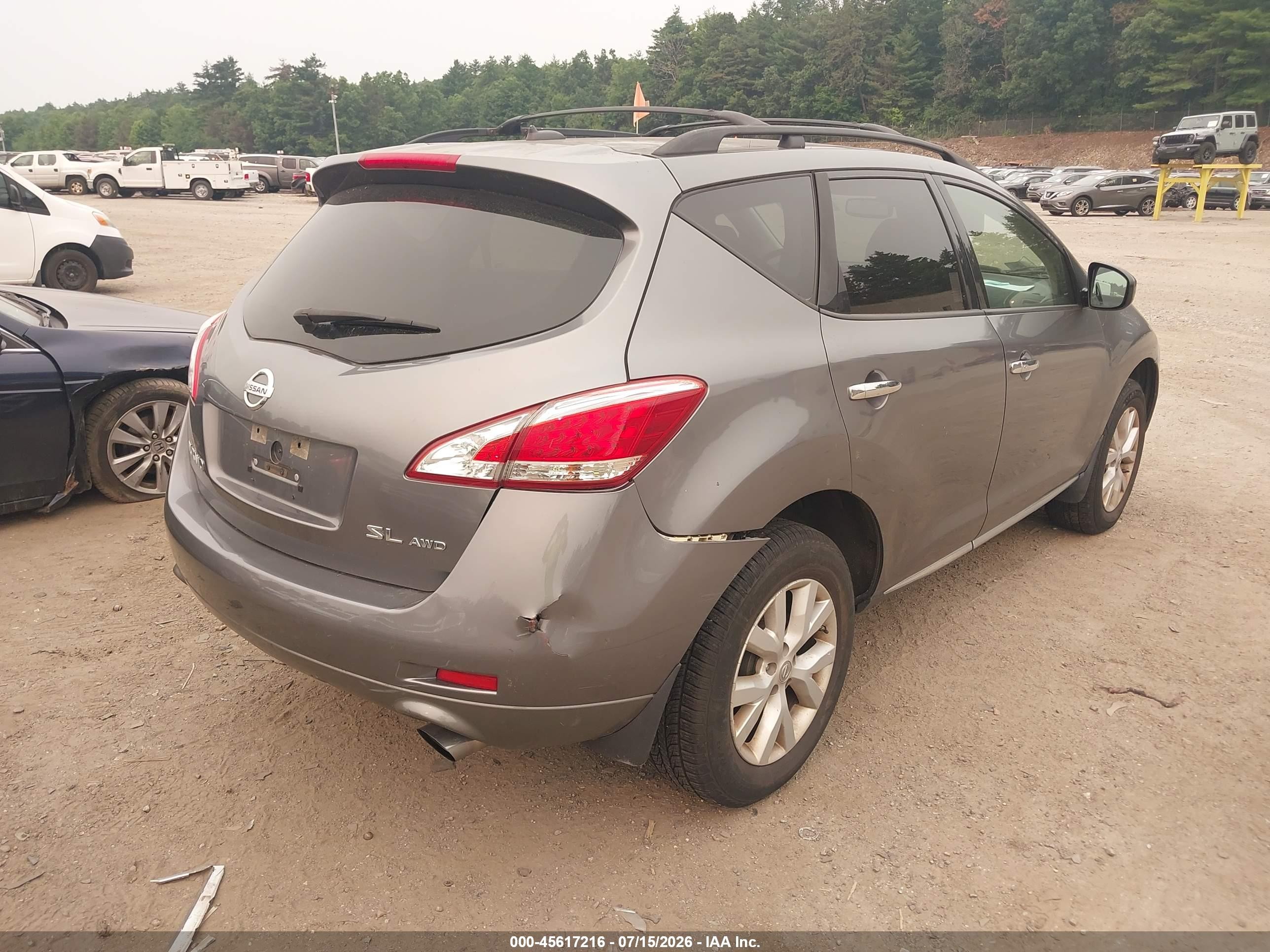 2013 Nissan Murano Sl Gray vin: JN8AZ1MWXDW317239