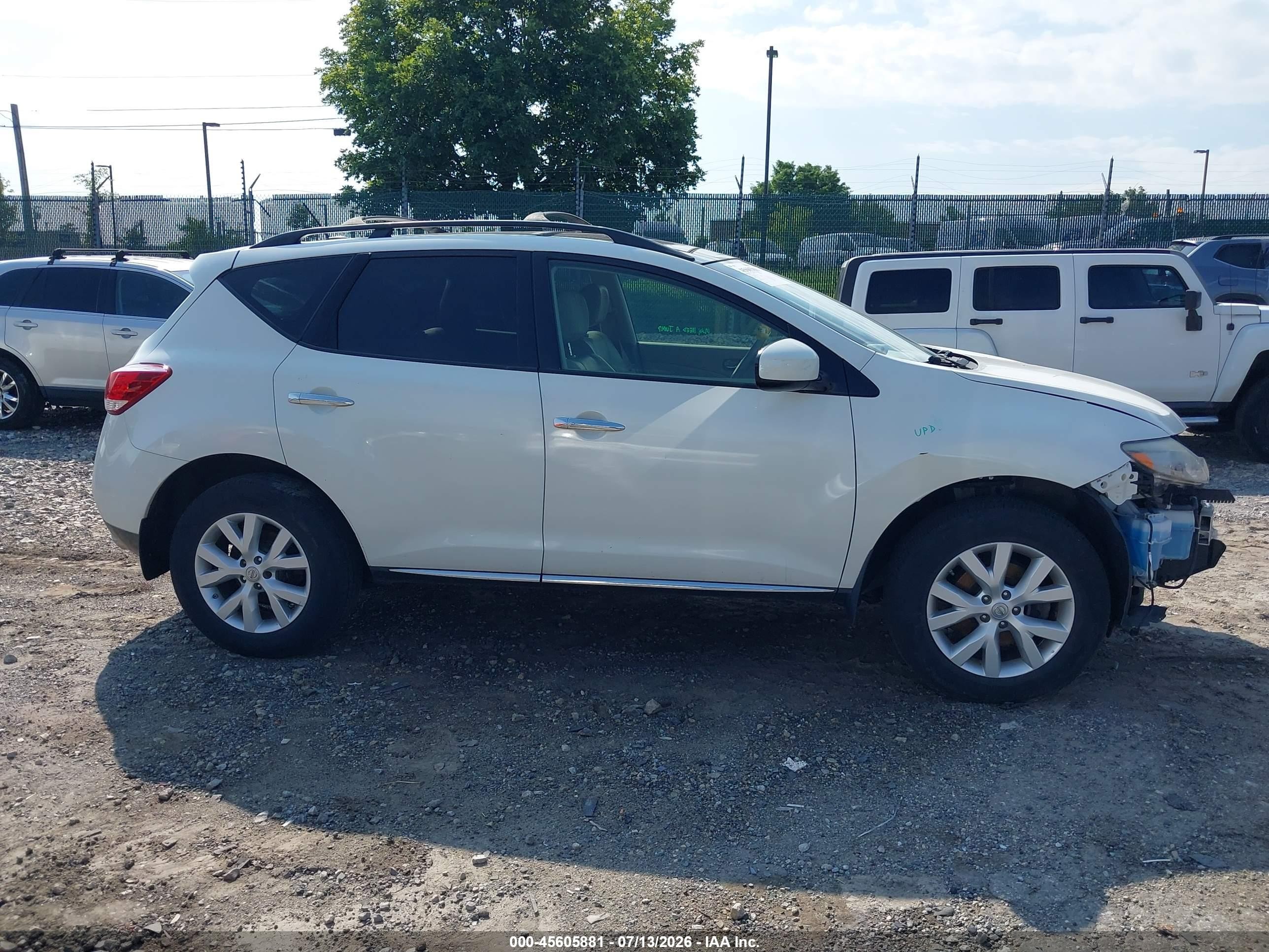 2014 Nissan Murano Sl White vin: JN8AZ1MWXEW507205
