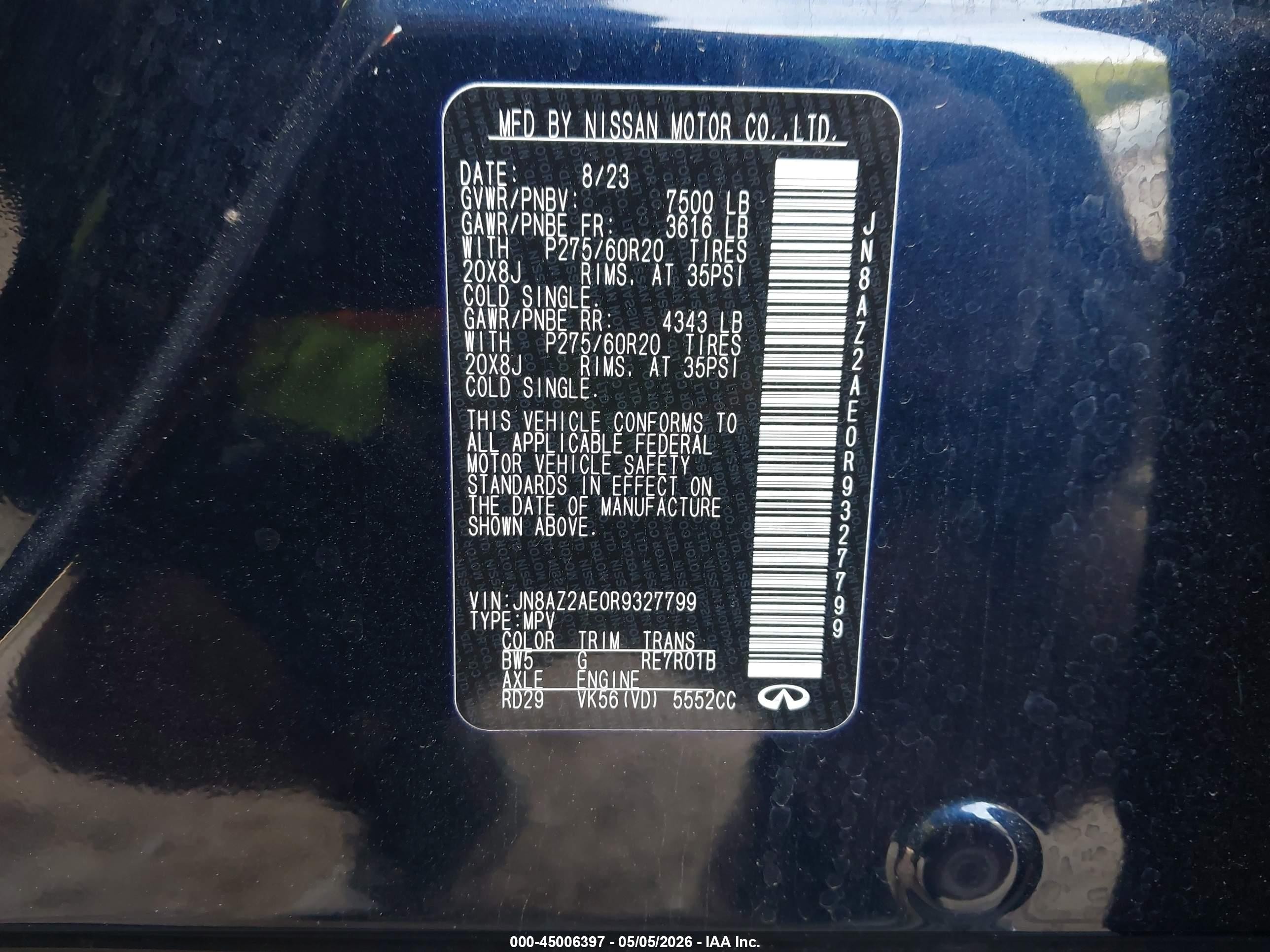 2024 Infiniti Qx80 Luxe Awd Navy vin: JN8AZ2AE0R9327799