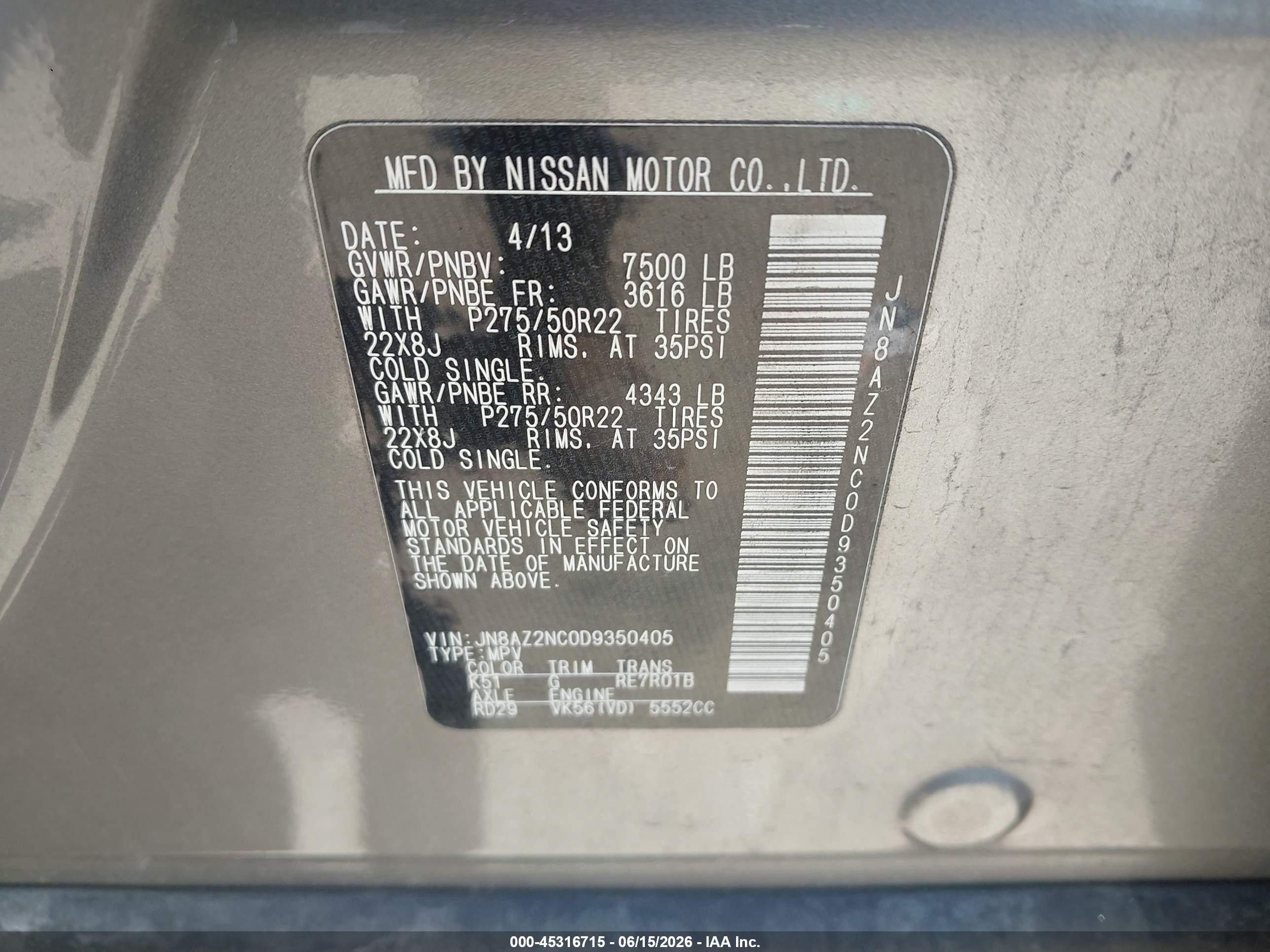 2013 Infiniti Qx56   Gray vin: JN8AZ2NC0D9350405