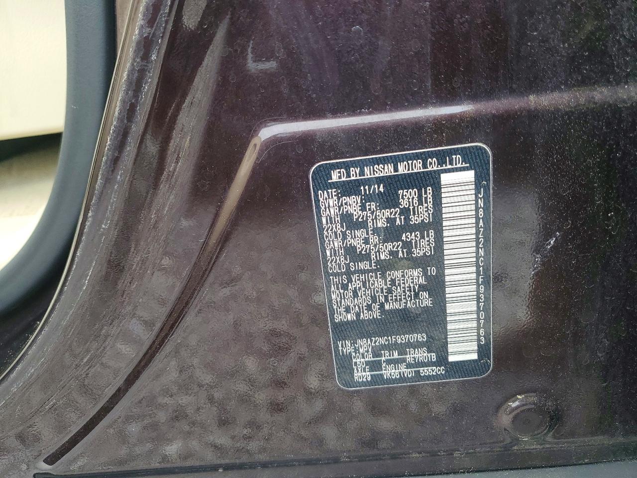2015 Infiniti Qx80 Base Purple vin: JN8AZ2NC1F9370763