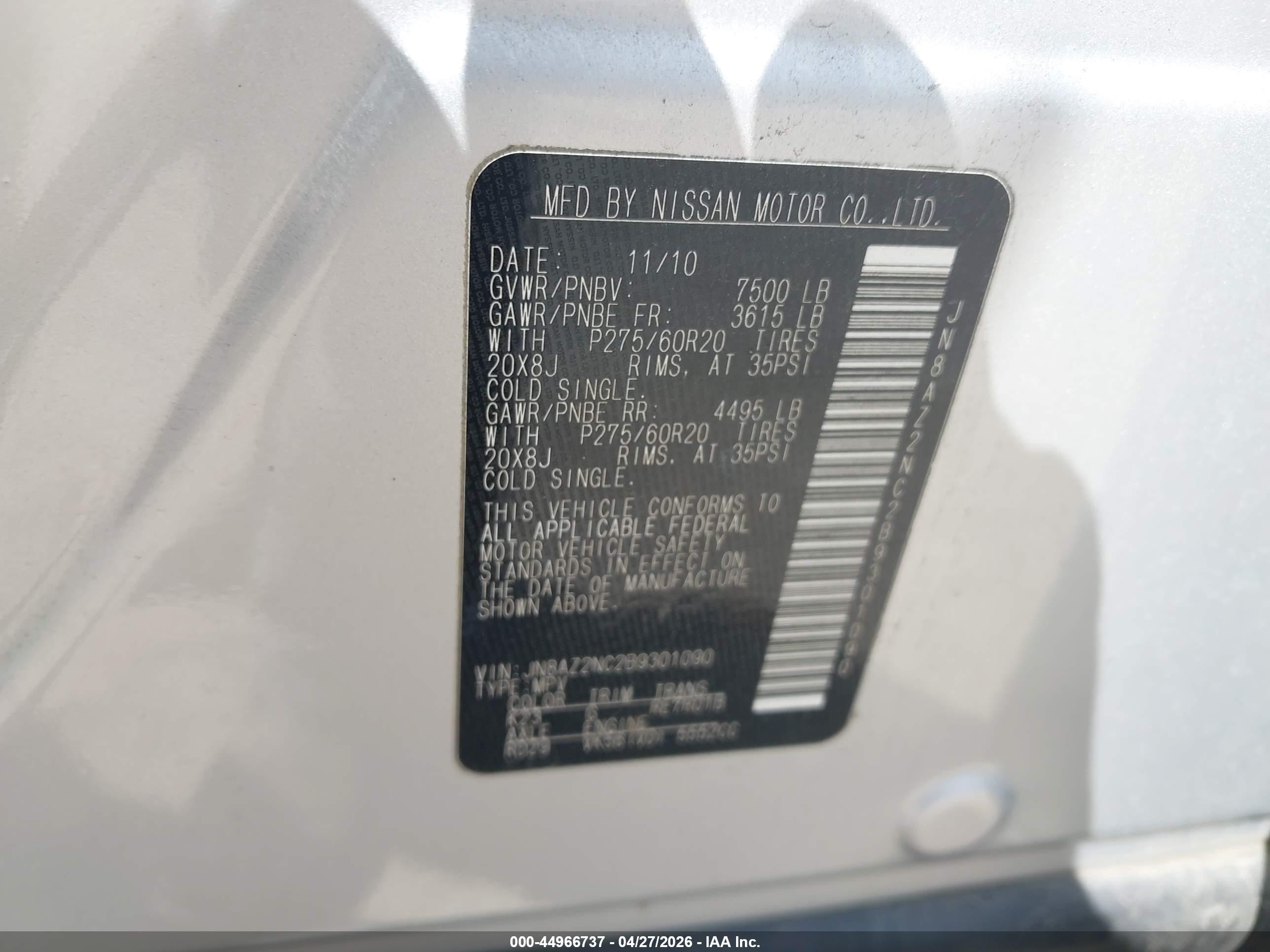 2011 Infiniti Qx56   Silver vin: JN8AZ2NC2B9301090
