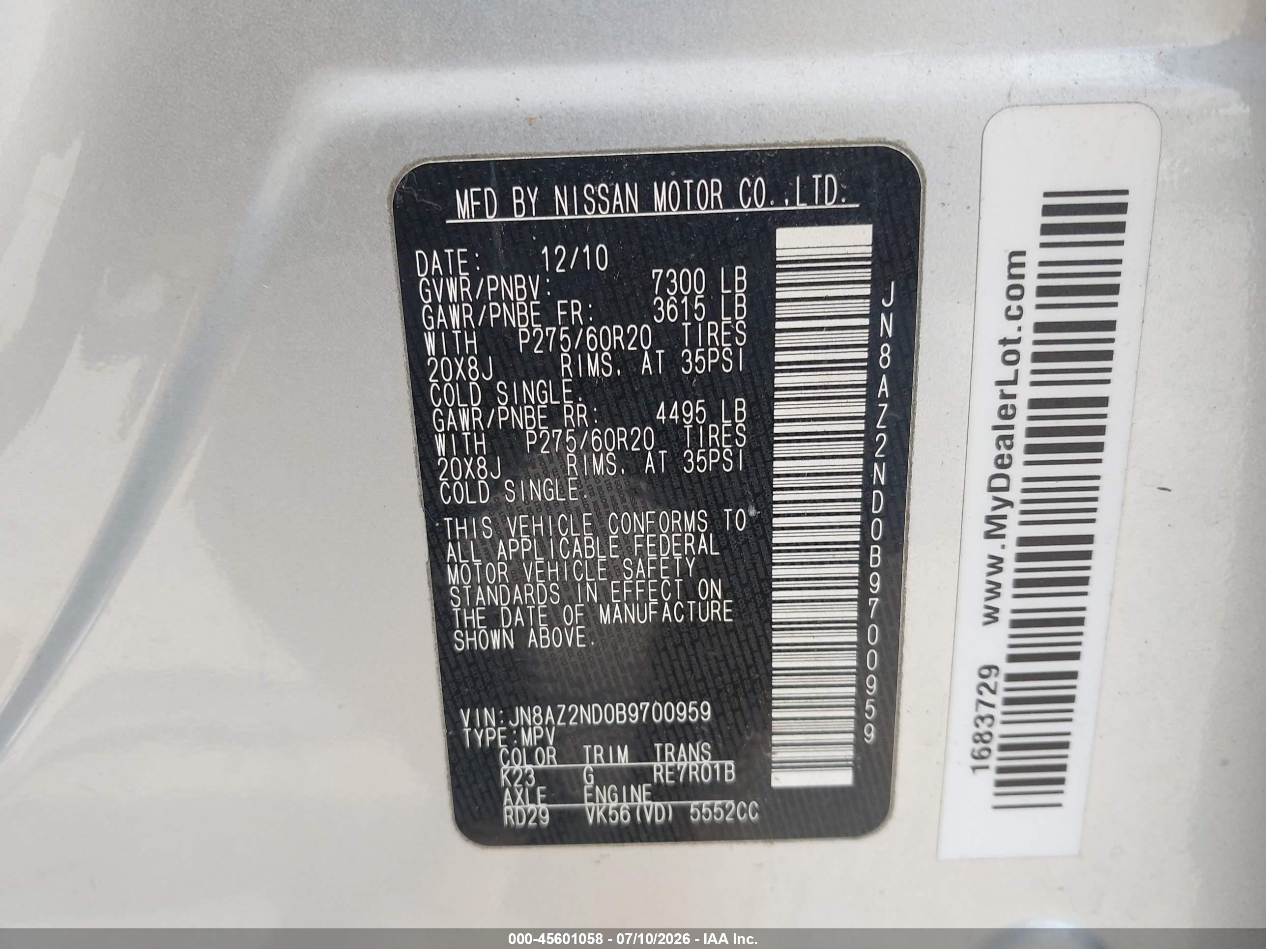 2011 Infiniti Qx56   Silver vin: JN8AZ2ND0B9700959