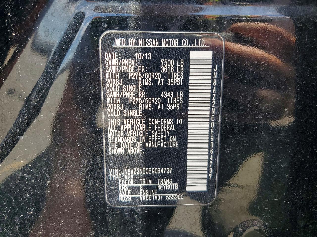 2014 Infiniti Qx80 Base Black vin: JN8AZ2NE0E9064797