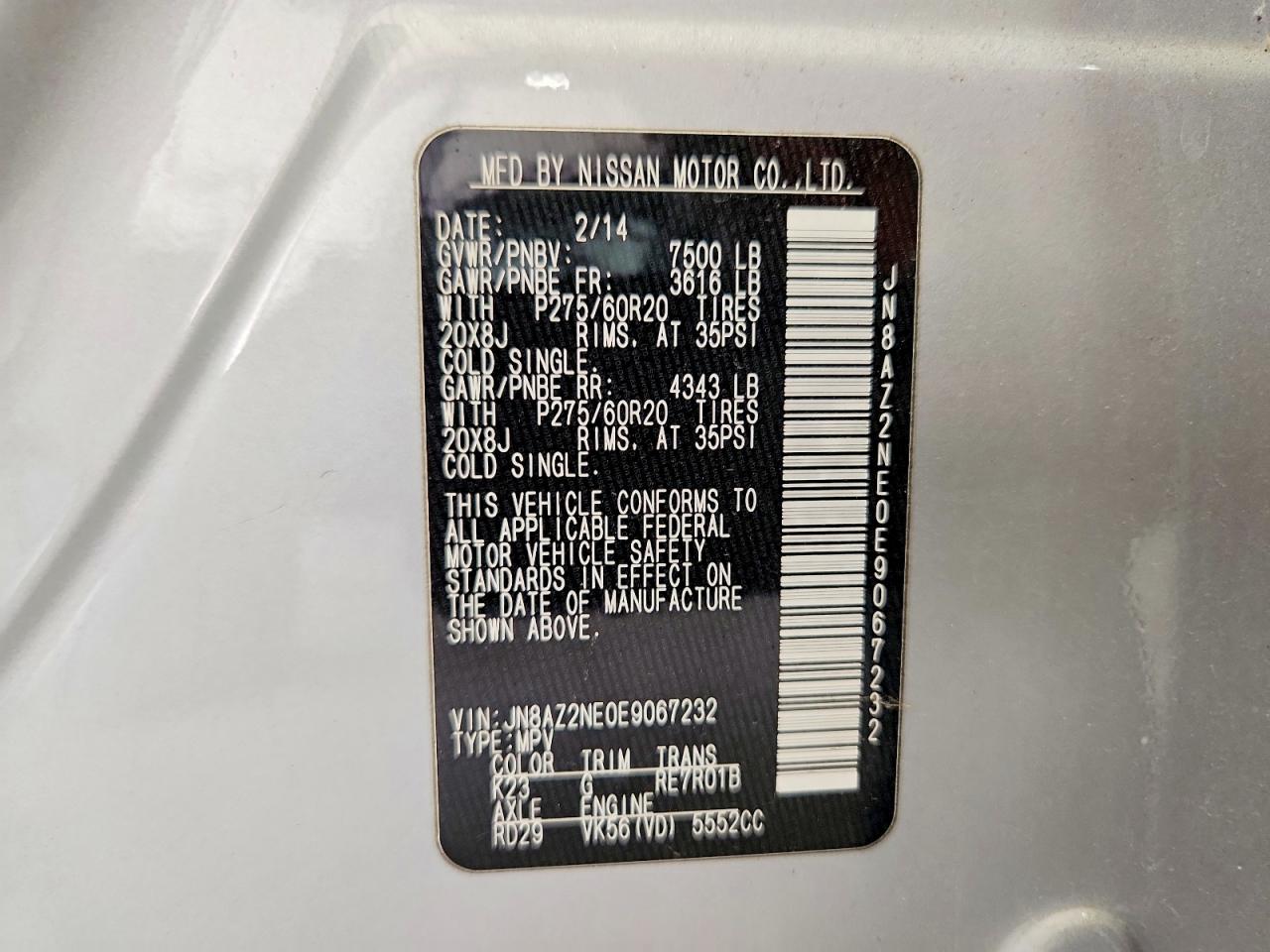 2014 Infiniti Qx80 Base Silver vin: JN8AZ2NE0E9067232