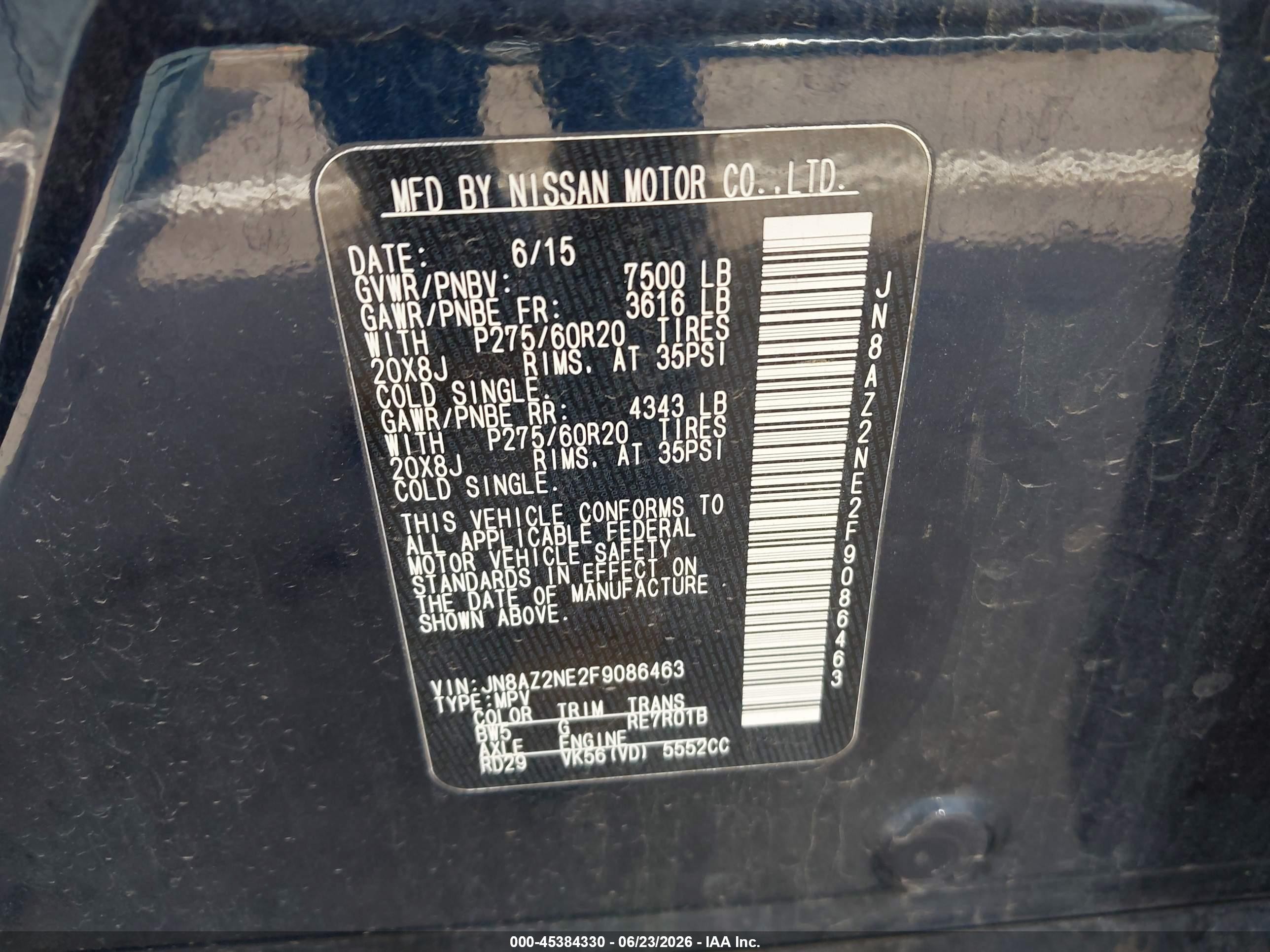 2015 Infiniti Qx80 Limited Dark Blue vin: JN8AZ2NE2F9086463