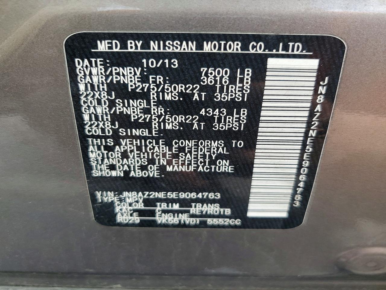 2014 Infiniti Qx80 Base Серый vin: JN8AZ2NE5E9064763