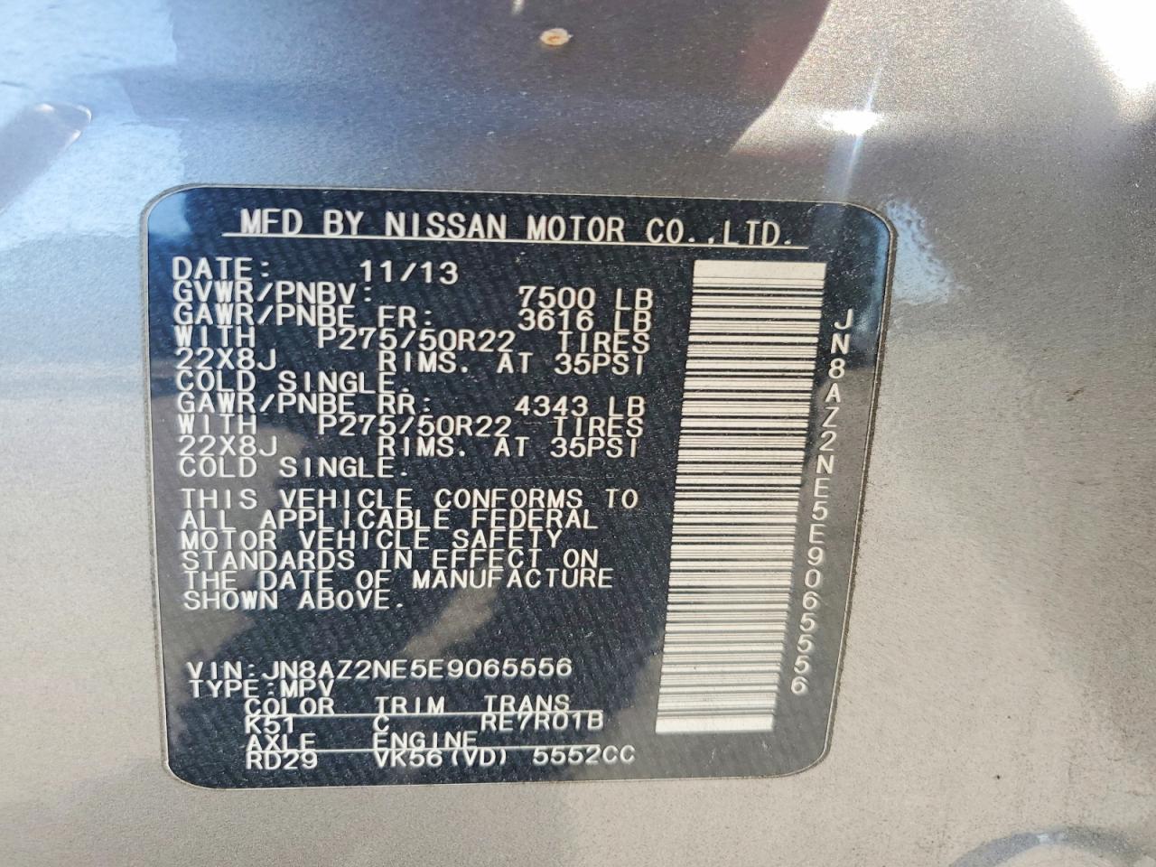 2014 Infiniti Qx80 Base Gray vin: JN8AZ2NE5E9065556