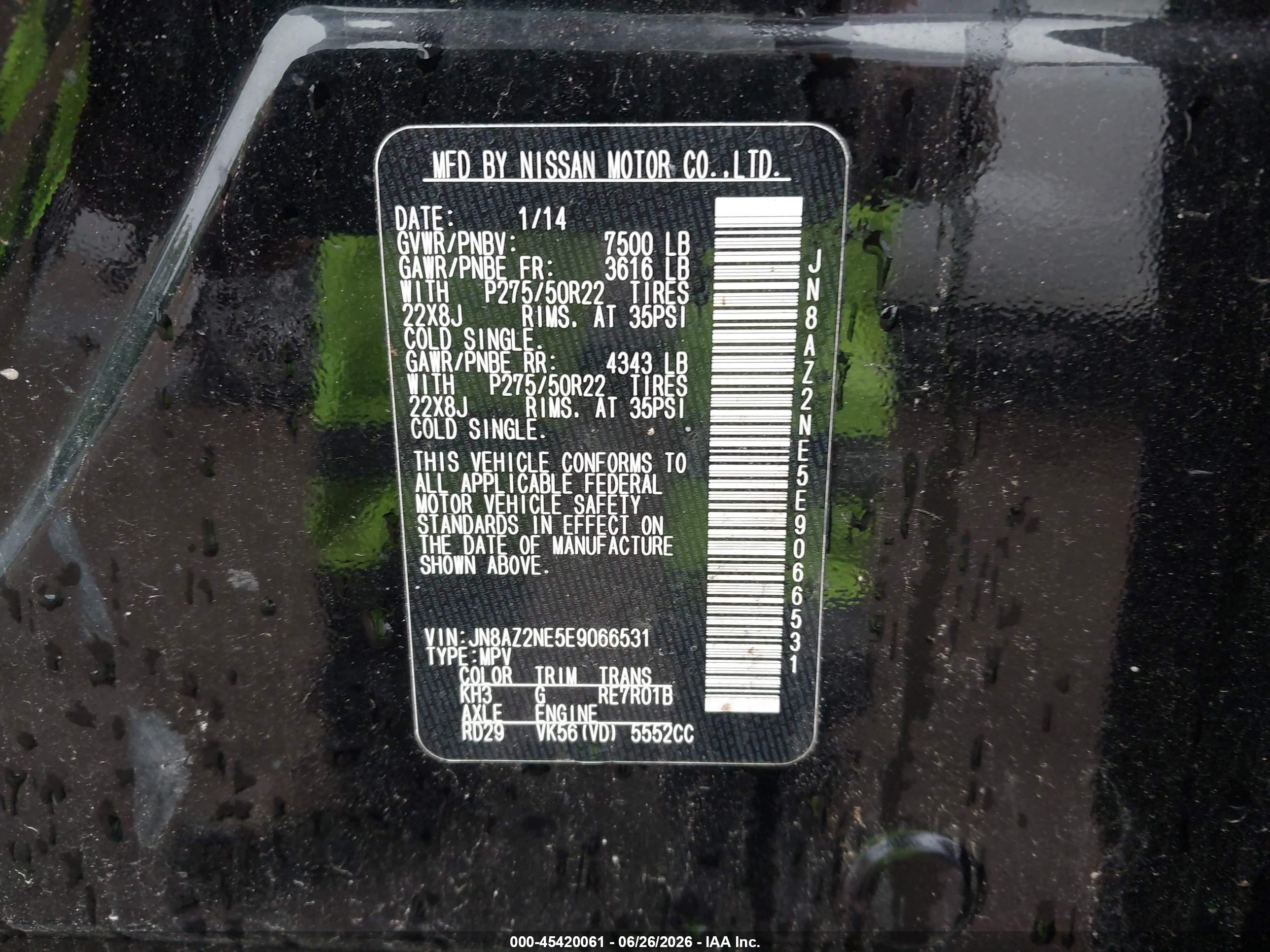 2014 Infiniti Qx80 Black vin: JN8AZ2NE5E9066531