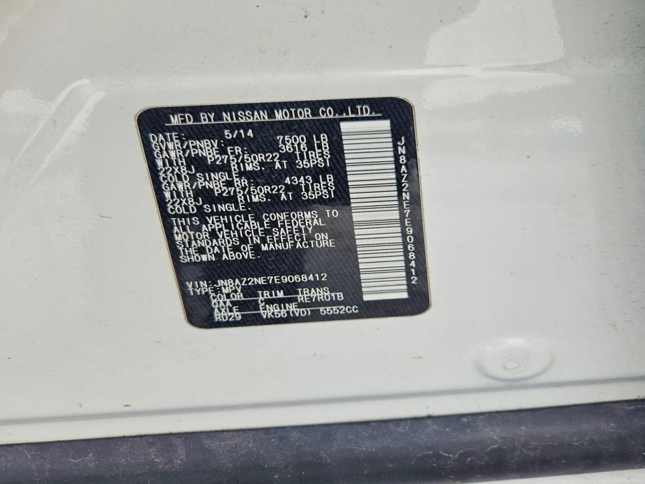 2014 Infiniti Qx80 Base Белый vin: JN8AZ2NE7E9068412