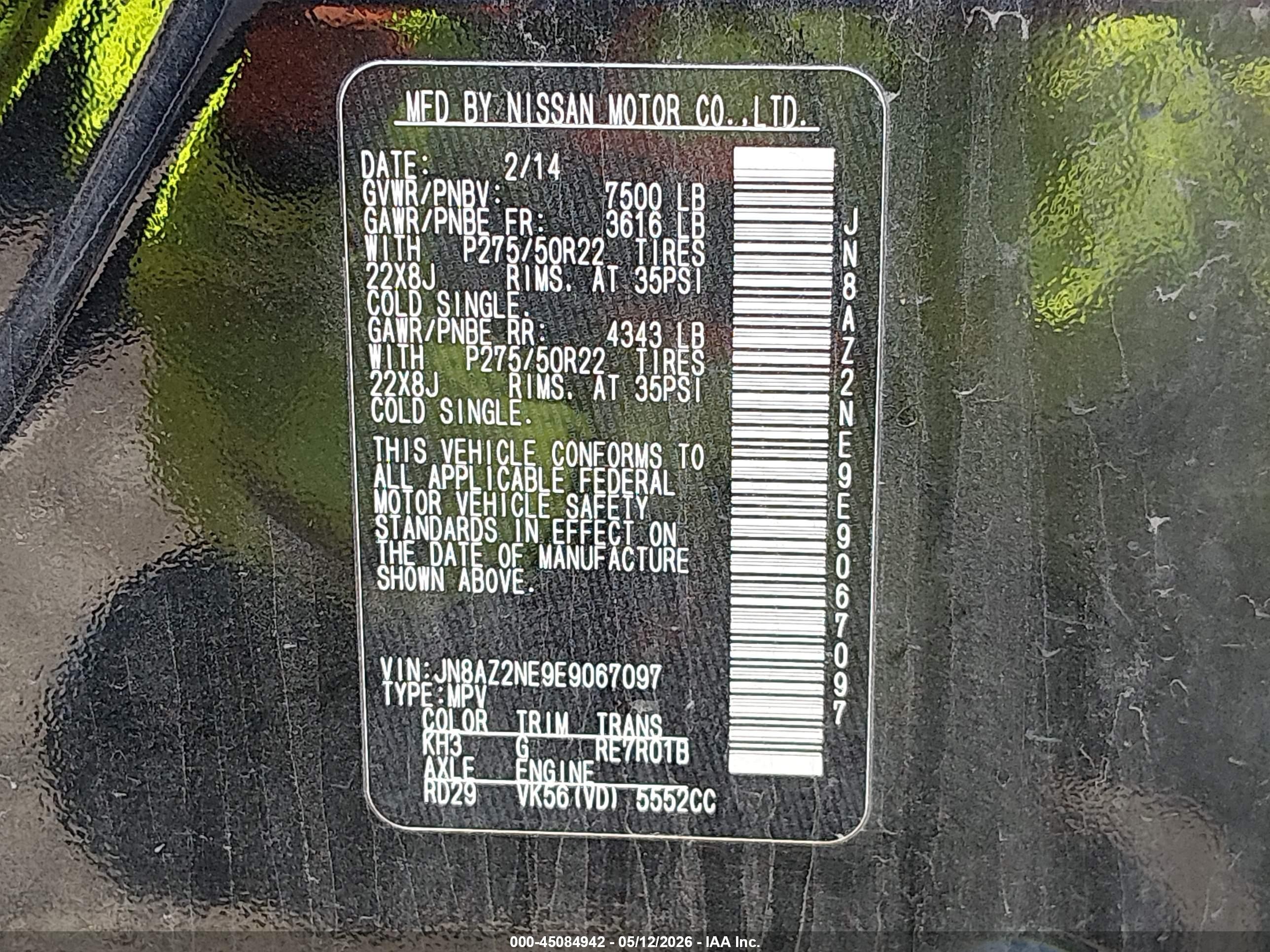 2014 Infiniti Qx80   Black vin: JN8AZ2NE9E9067097