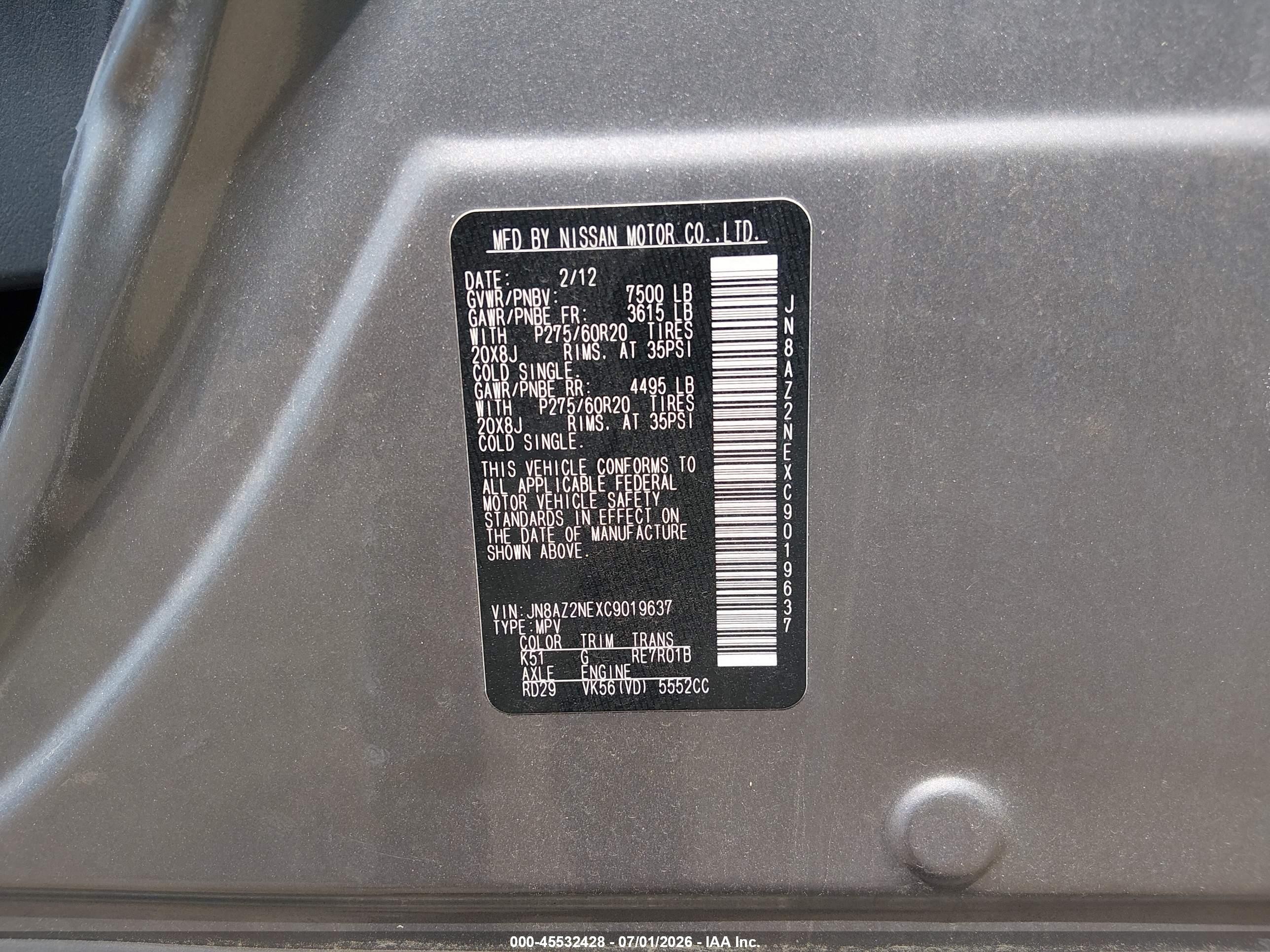 2012 Infiniti Qx56   Silver vin: JN8AZ2NEXC9019637