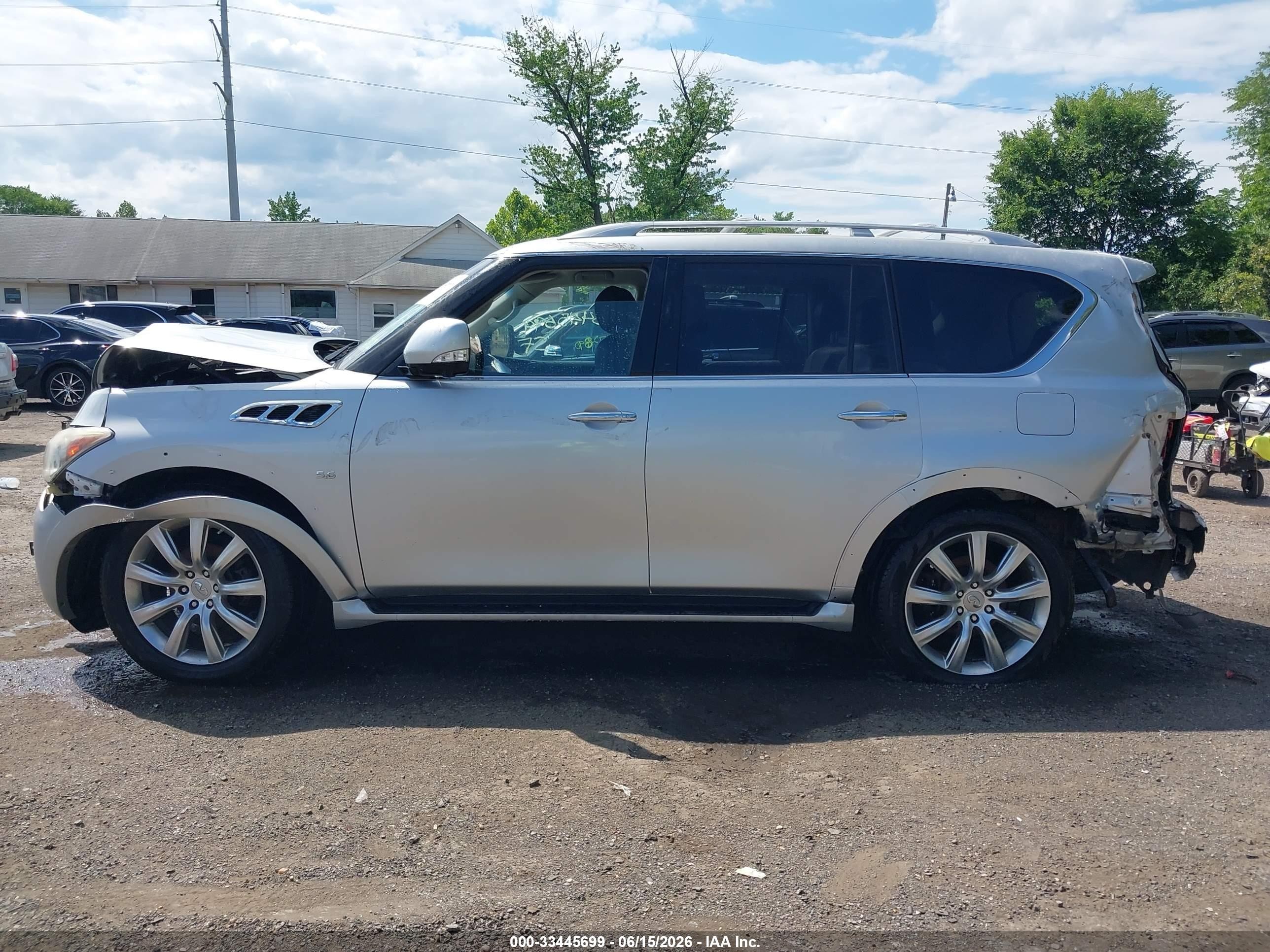 2014 Infiniti Qx80 Silver vin: JN8AZ2NEXE9062541