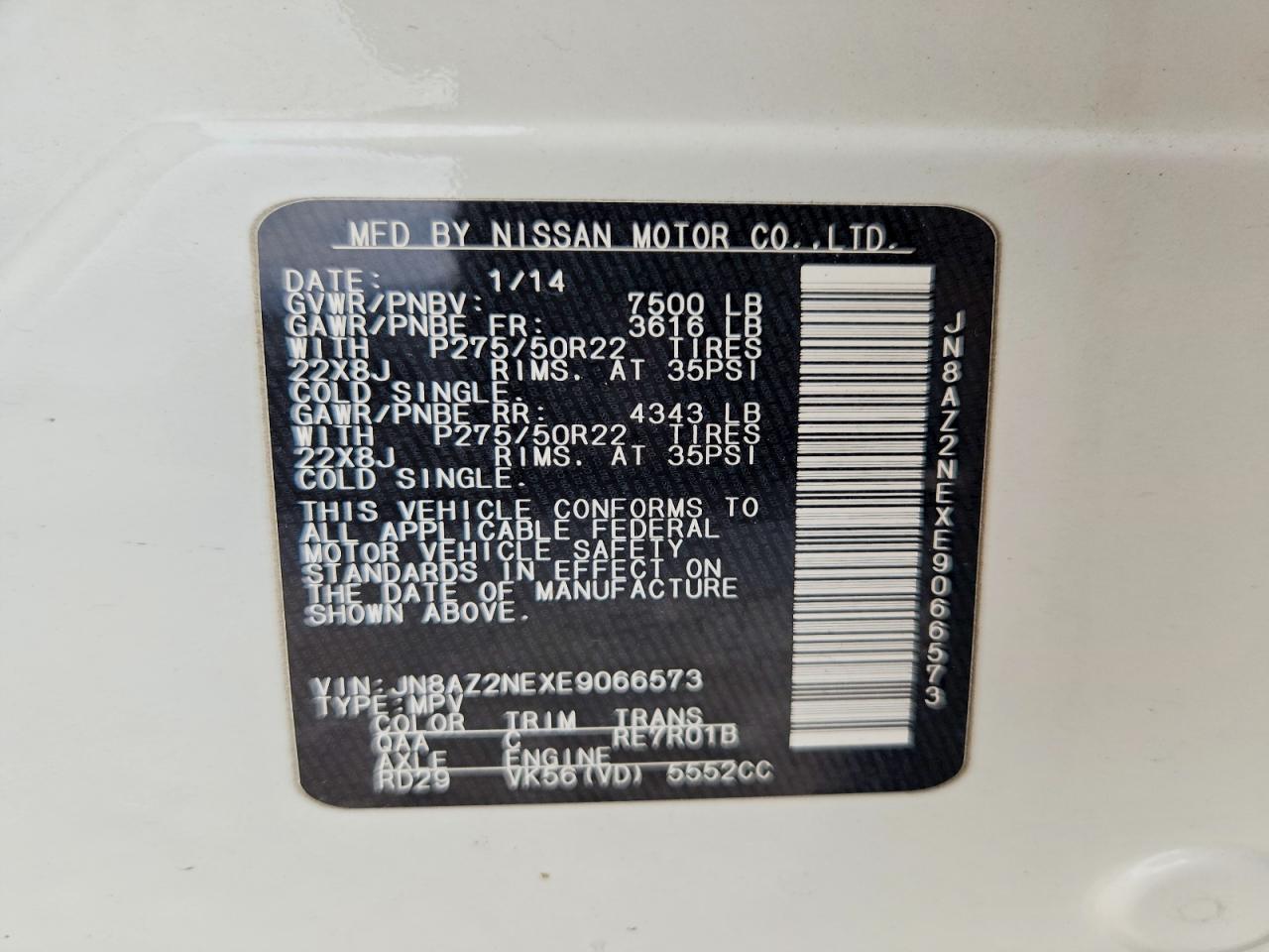 2014 Infiniti Qx80 Base White vin: JN8AZ2NEXE9066573