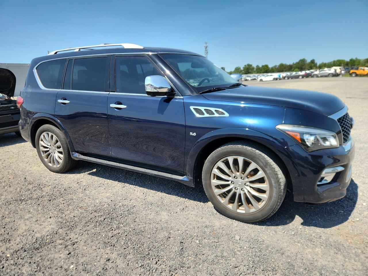 2015 Infiniti Qx80 Base Blue vin: JN8AZ2NF0F9571872 Damage: Right Front Door, Dent(S) W/ Paint Dmg, 3 To 4 Inches