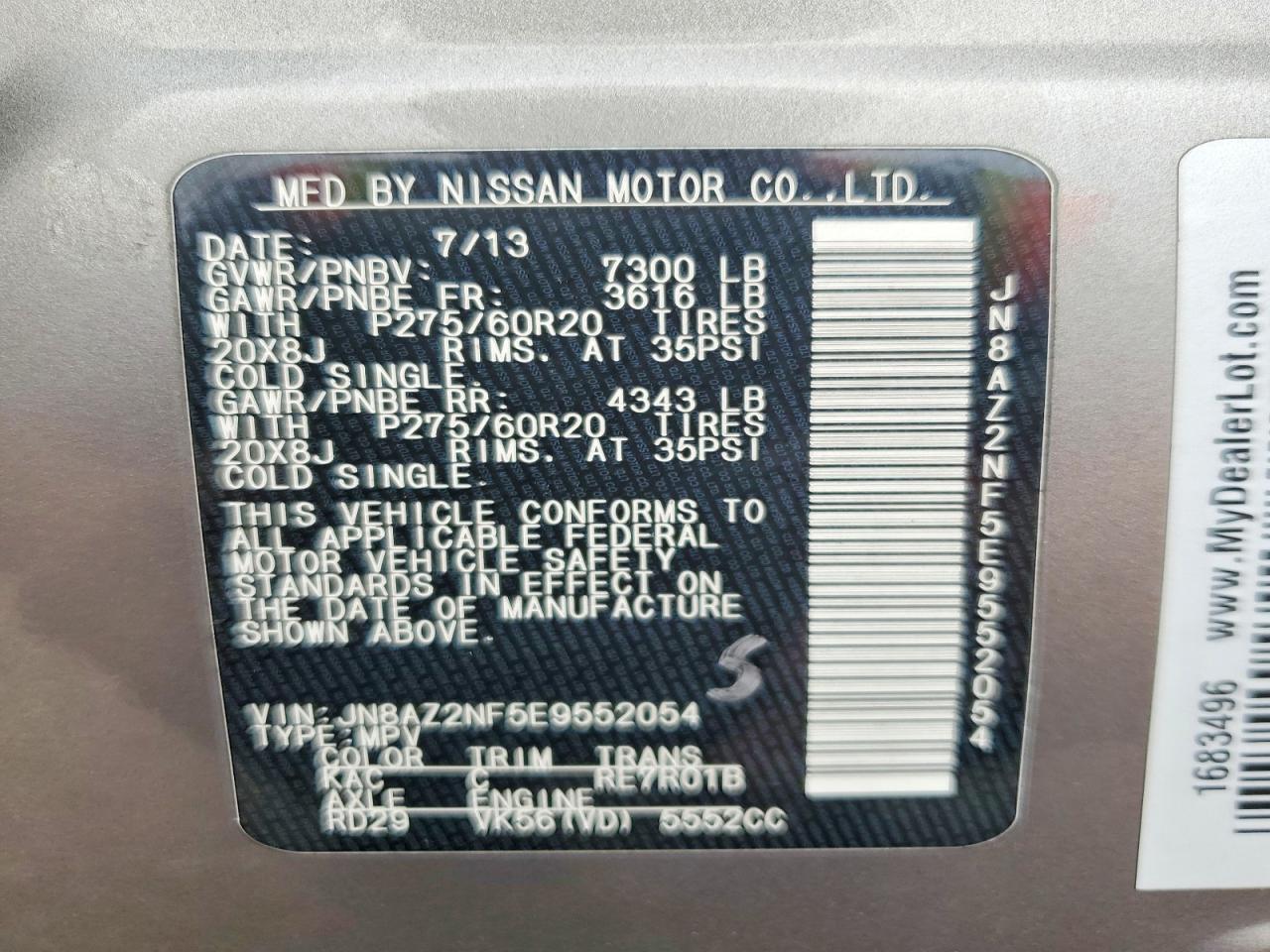 2014 Mcre Qx80 Gray vin: JN8AZ2NF5E9552054