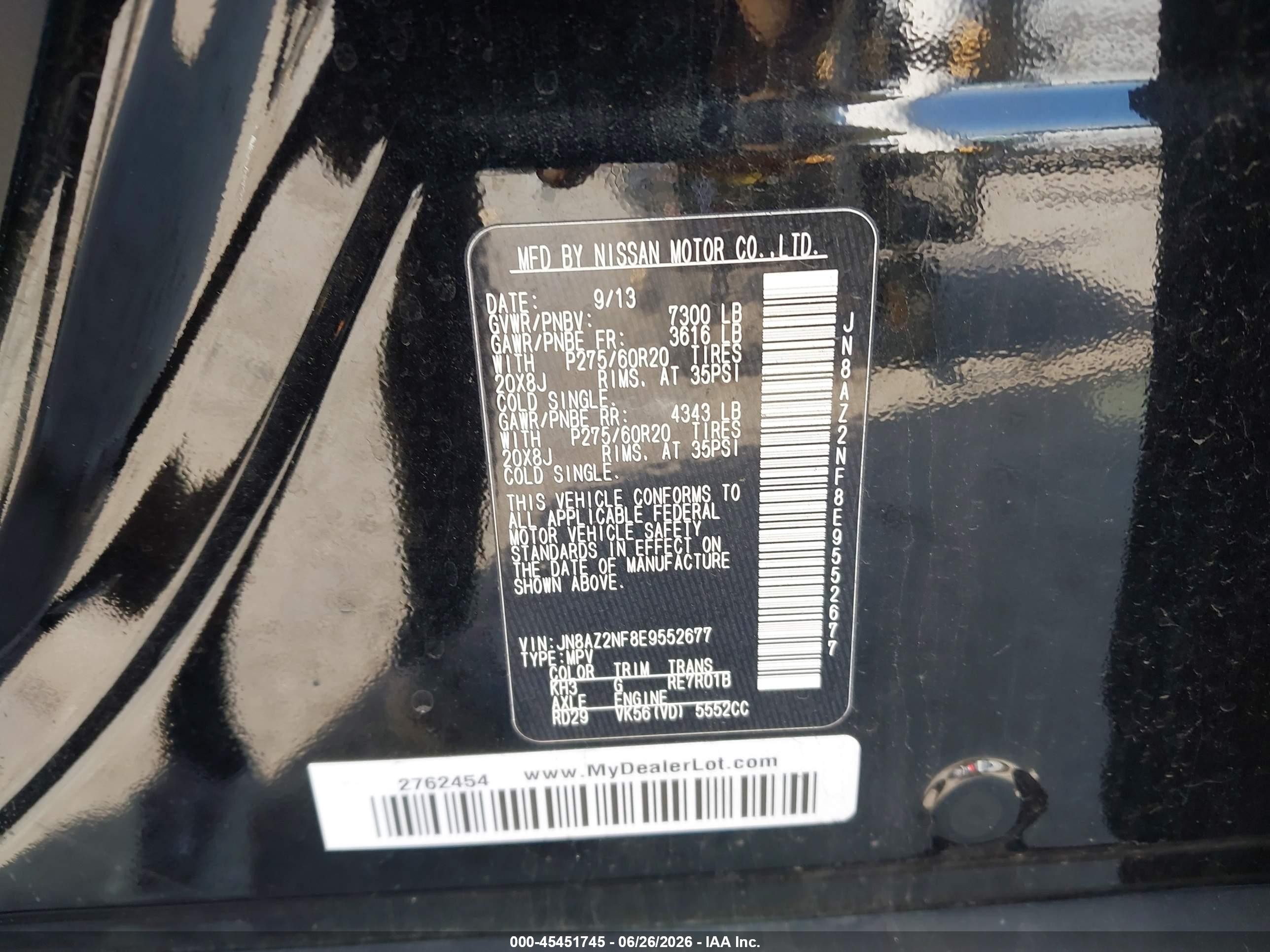 2014 Infiniti Qx80   Черный vin: JN8AZ2NF8E9552677