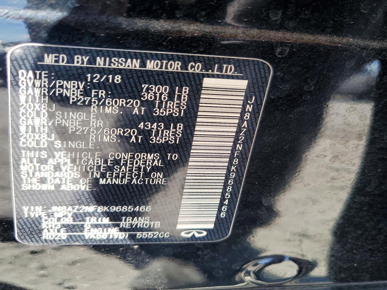 2019 Infiniti Qx80 Luxe Black vin: JN8AZ2NF8K9685466