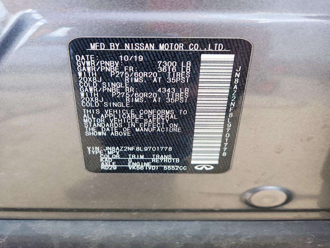 2020 Infiniti Qx80 Luxe Gray vin: JN8AZ2NF8L9701778