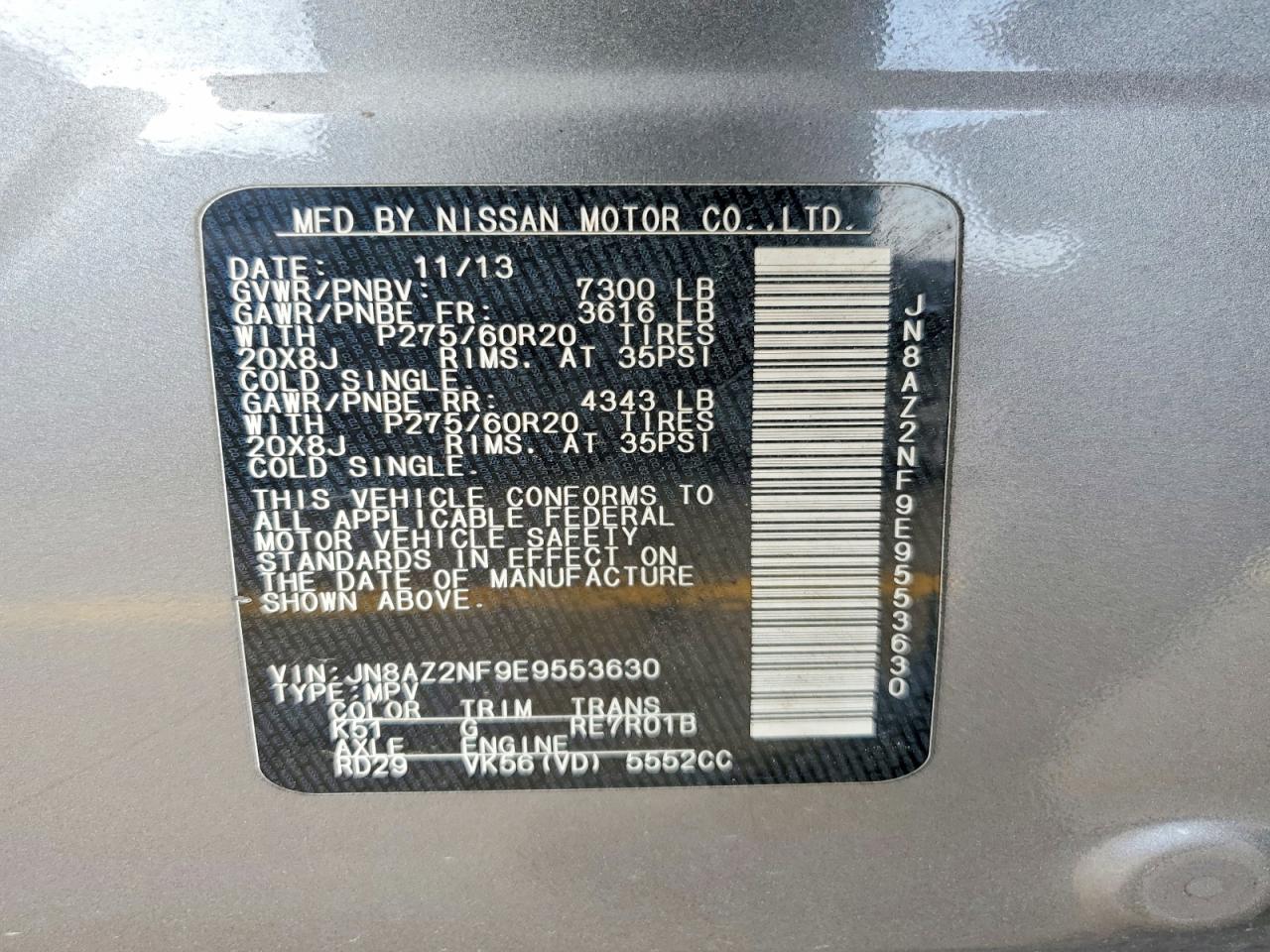 2014 Infiniti Qx80 Base Gray vin: JN8AZ2NF9E9553630