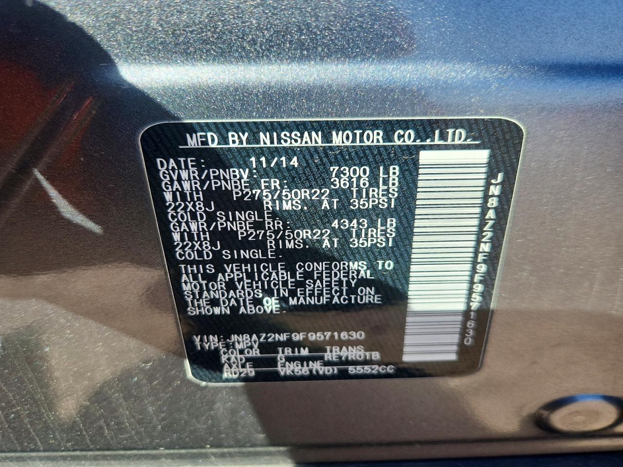 2015 Infiniti Qx80 Base Gray vin: JN8AZ2NF9F9571630