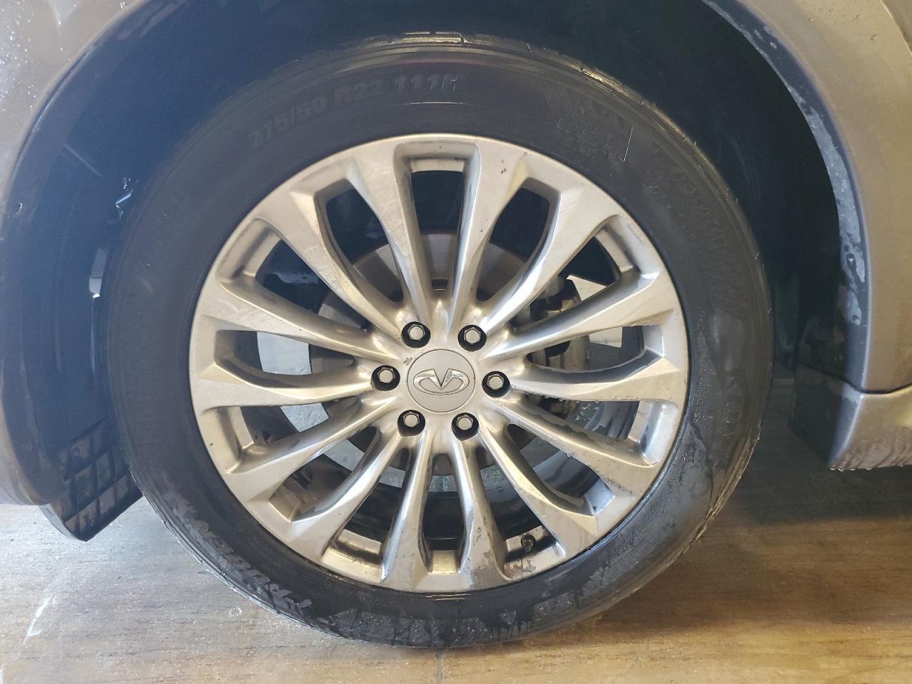 2015 Infiniti Qx80 Base Gray vin: JN8AZ2NFXF9573192 Damage: Left Front Tire, Worn, Replacement Required
