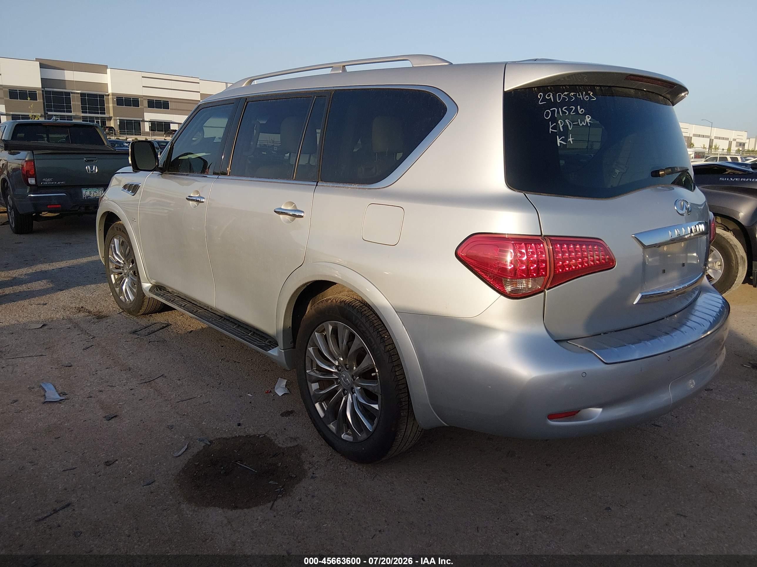 2015 Infiniti Qx80 Silver vin: JN8AZ2NFXF9573810