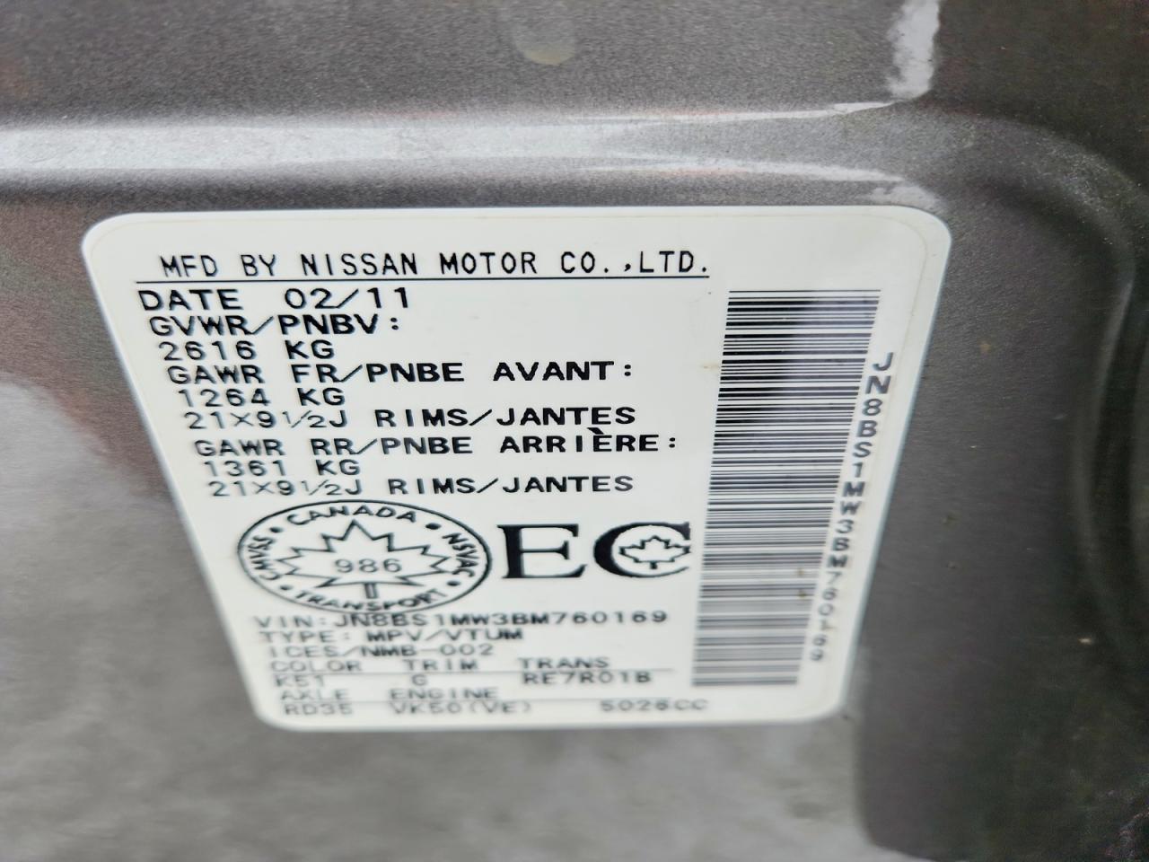 2011 Infiniti Fx50 Base Silver vin: JN8BS1MW3BM760169