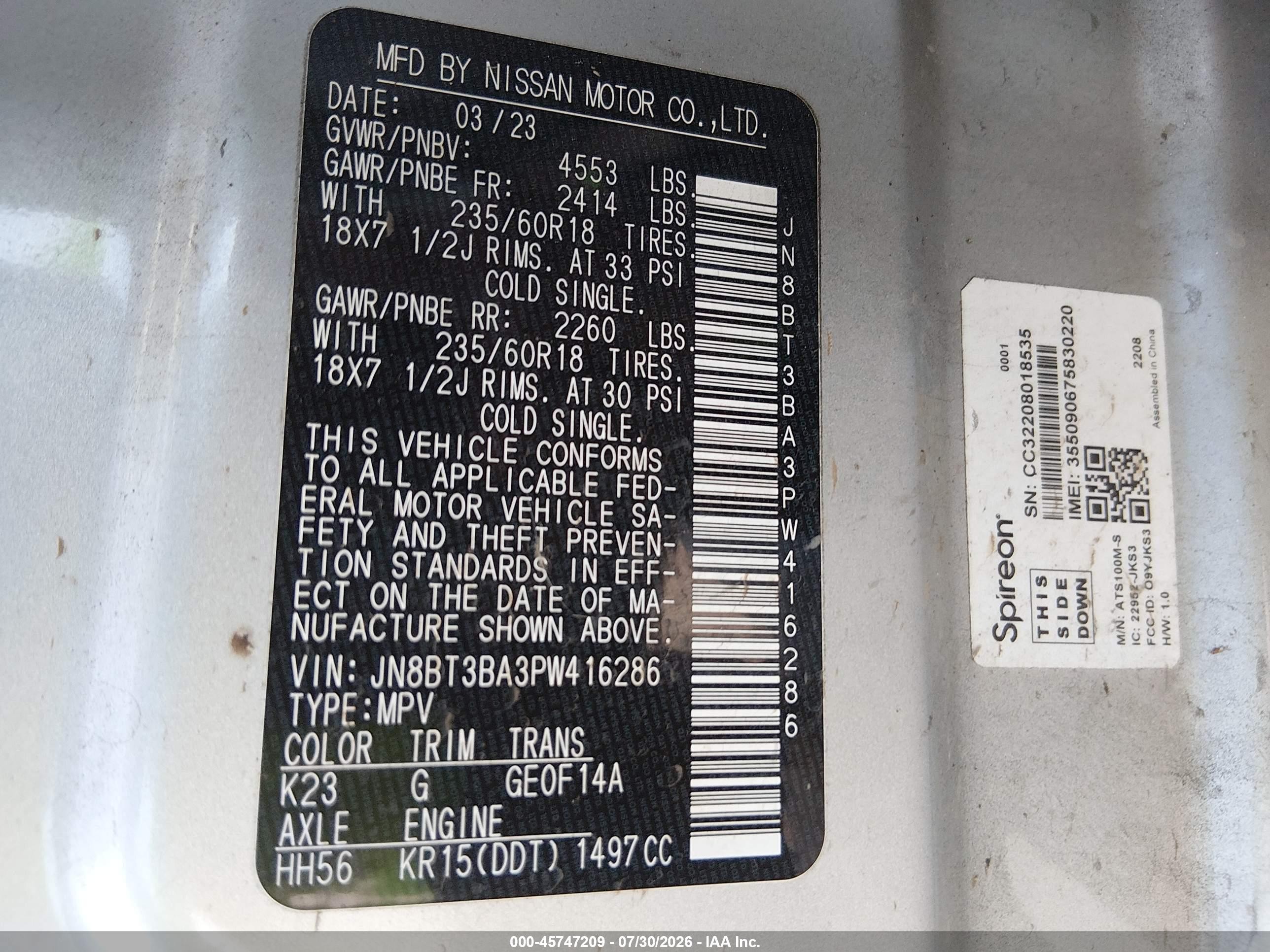 2023 Nissan Rogue Sv Fwd Silver vin: JN8BT3BA3PW416286