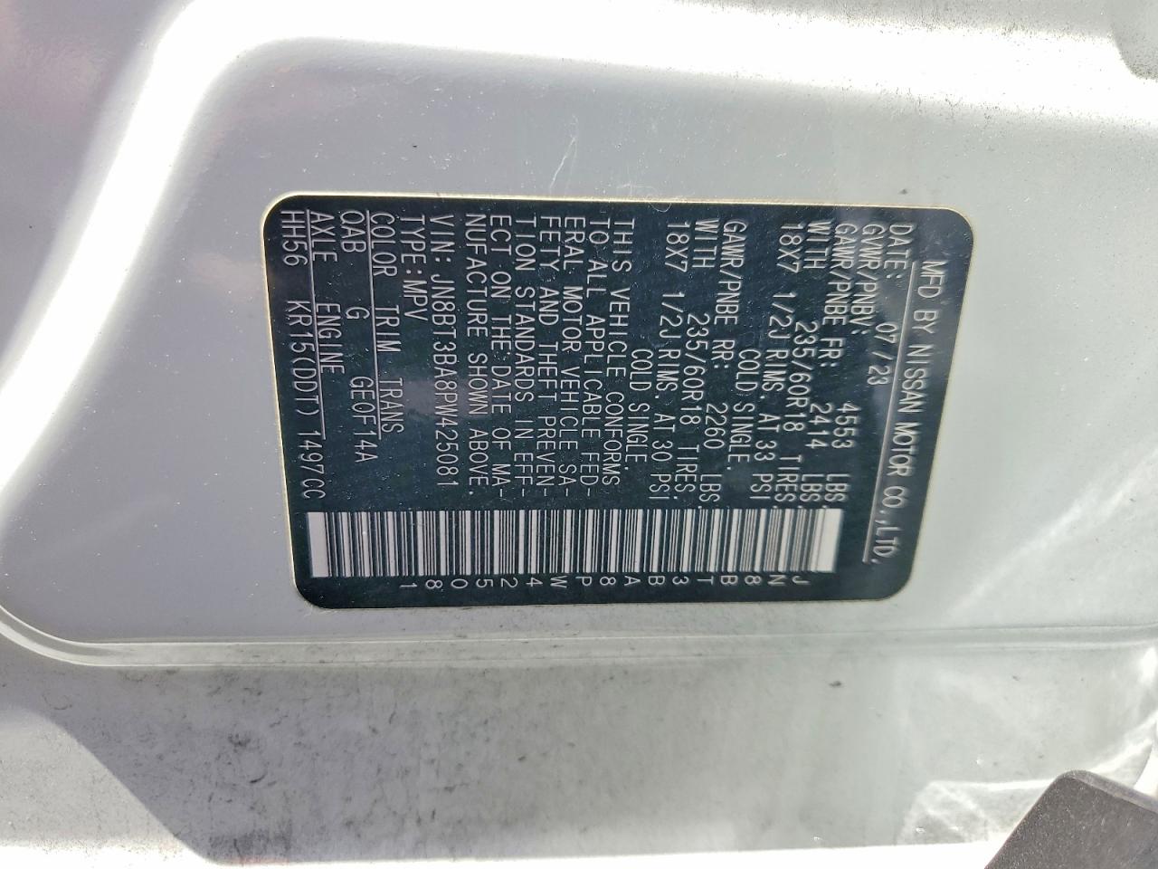 2023 Nissan Rogue Sv White vin: JN8BT3BA8PW425081