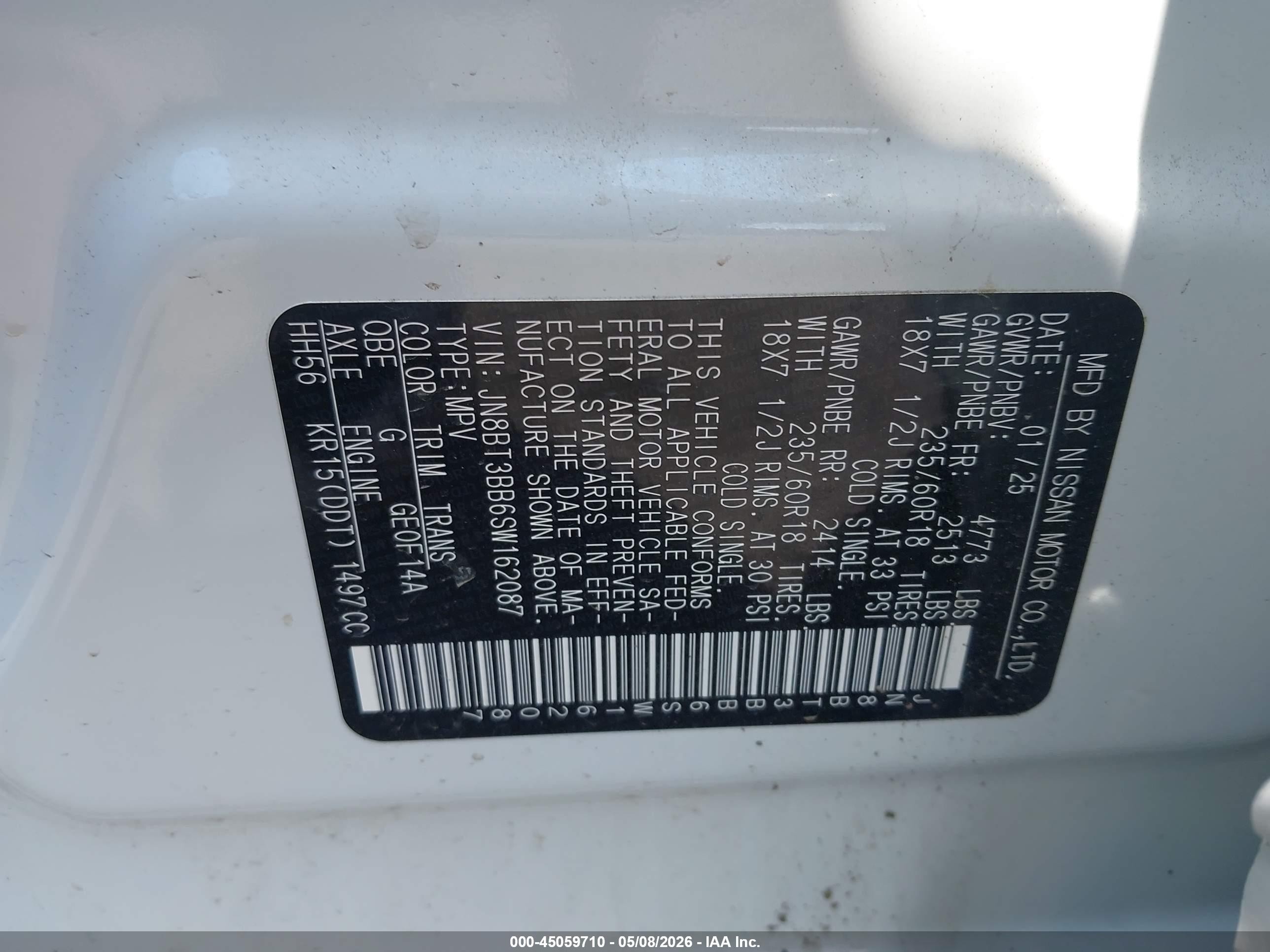 2025 Nissan Rogue Sv Intelligent Awd Белый vin: JN8BT3BB6SW162087