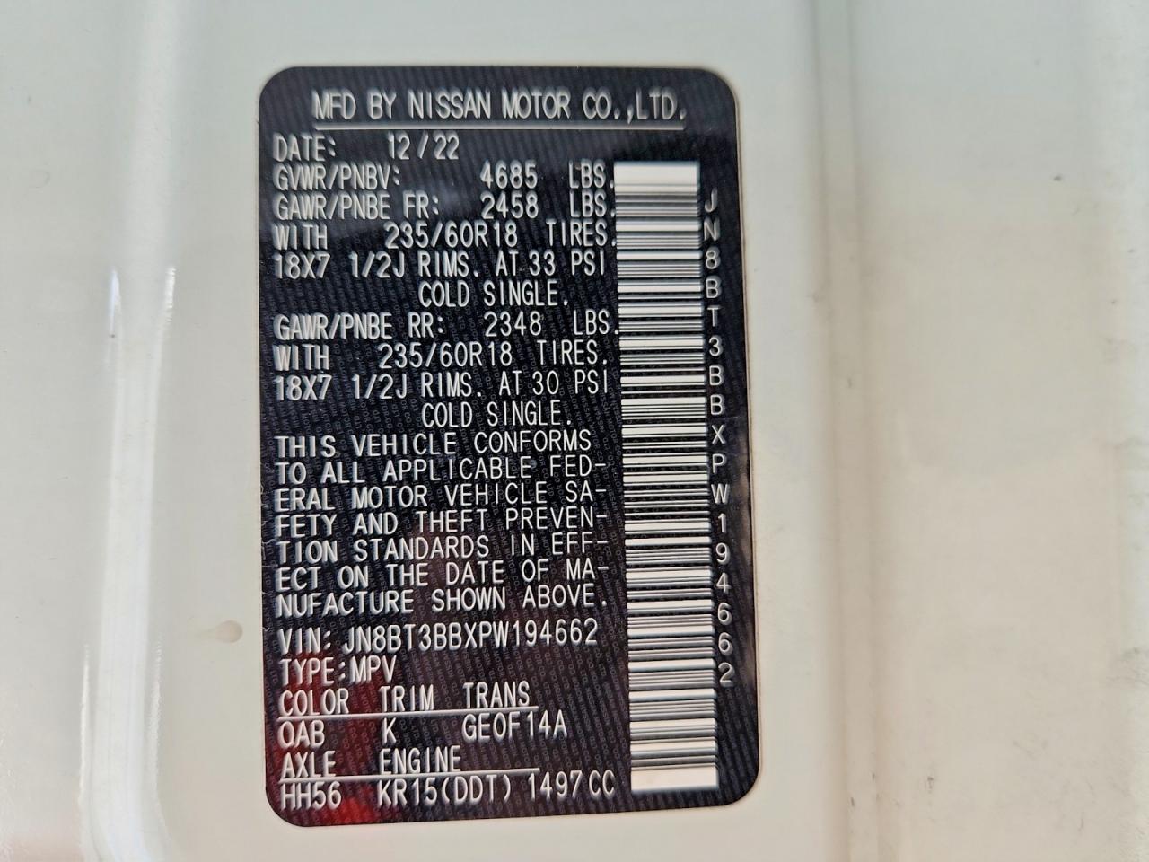 2023 Nissan Rogue Sv White vin: JN8BT3BBXPW194662