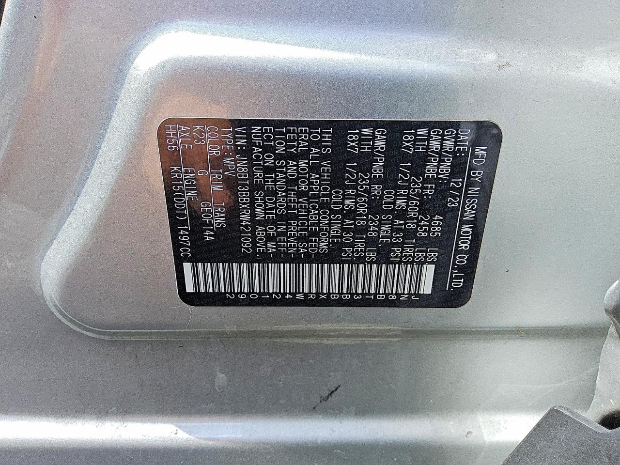 2024 Nissan Rogue Sv Серебряный vin: JN8BT3BBXRW421092