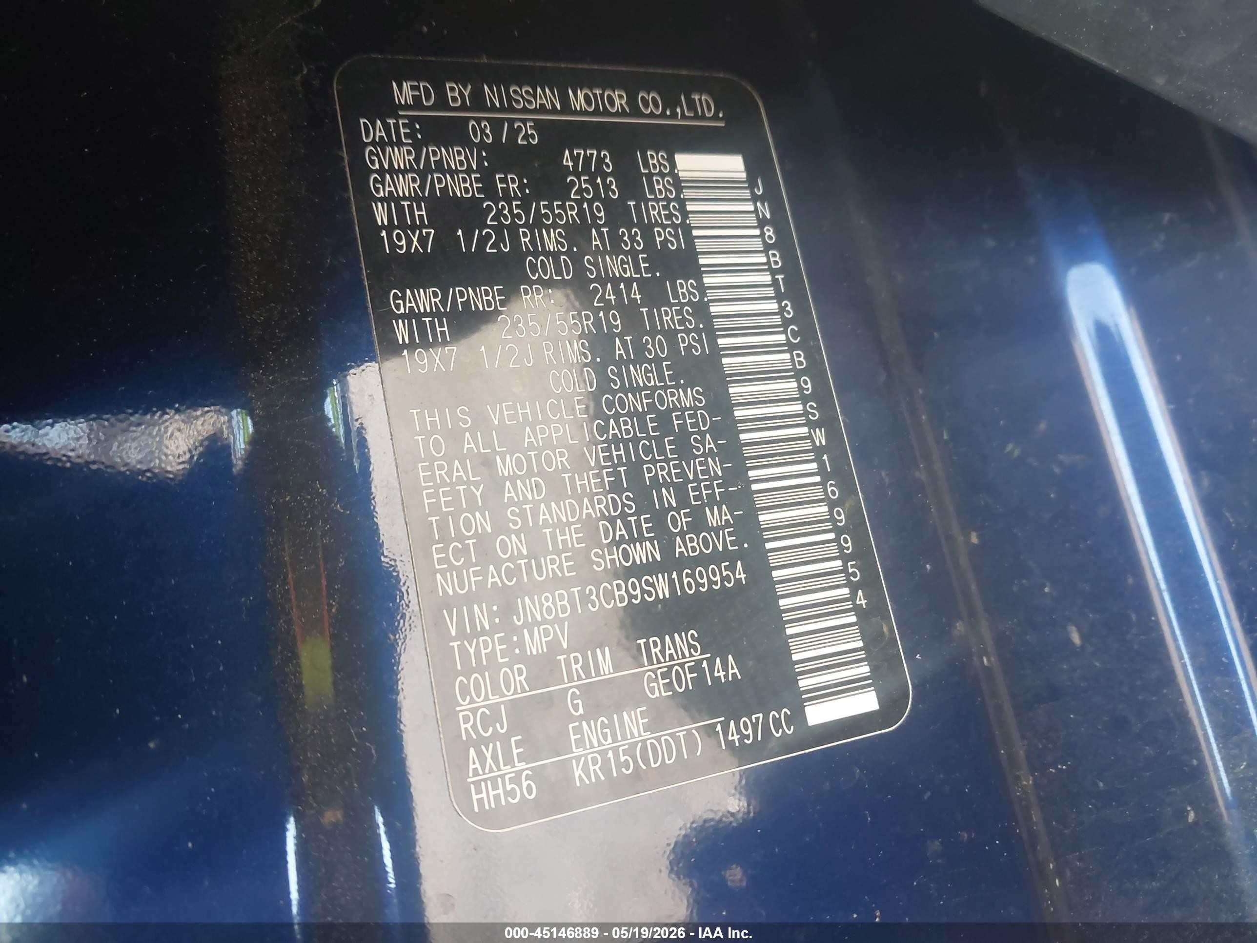 2025 Nissan Rogue Sl Intelligent Awd Blue vin: JN8BT3CB9SW169954