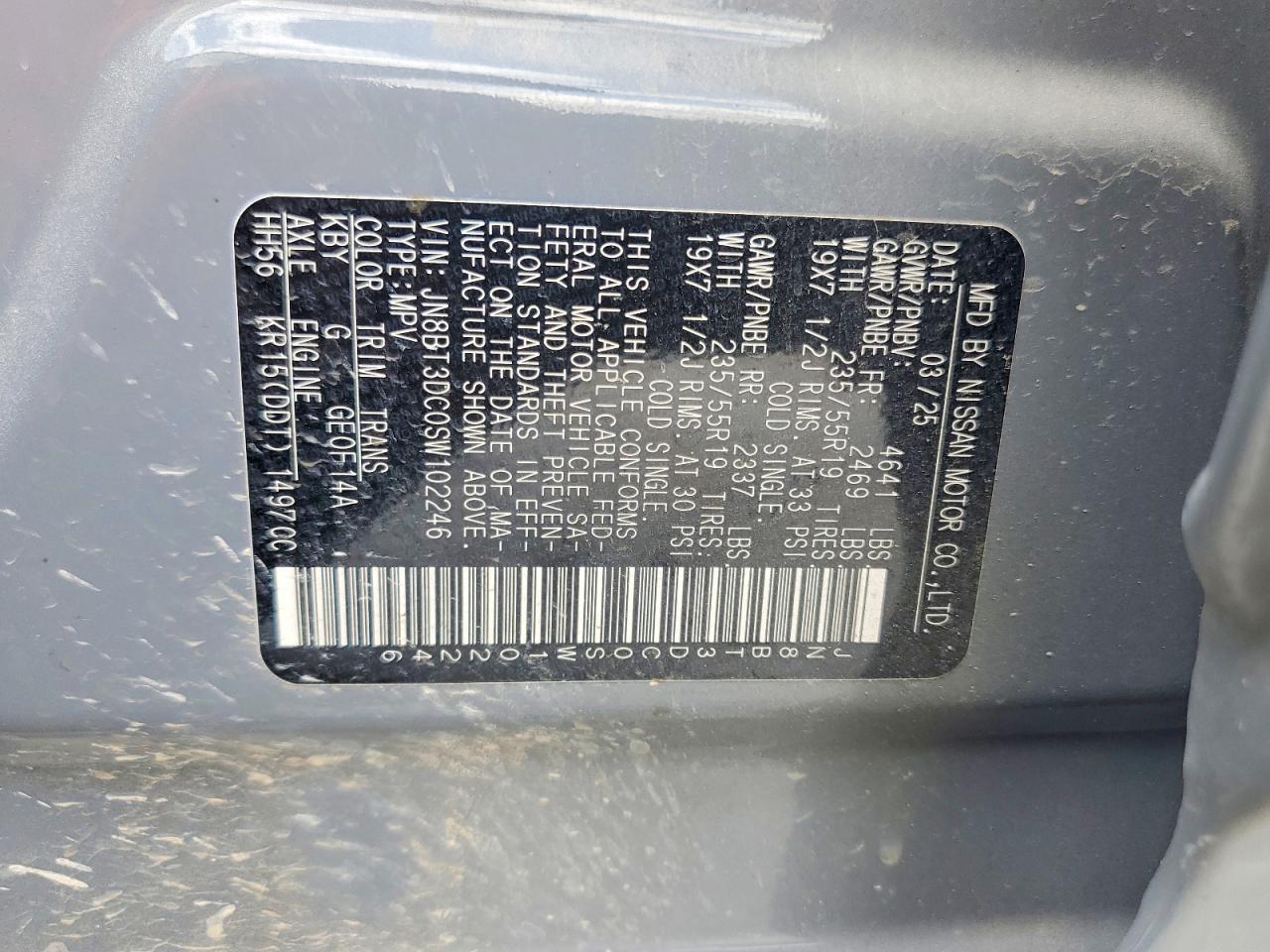 2025 Nissan Rogue Platinum Gray vin: JN8BT3DC0SW102246