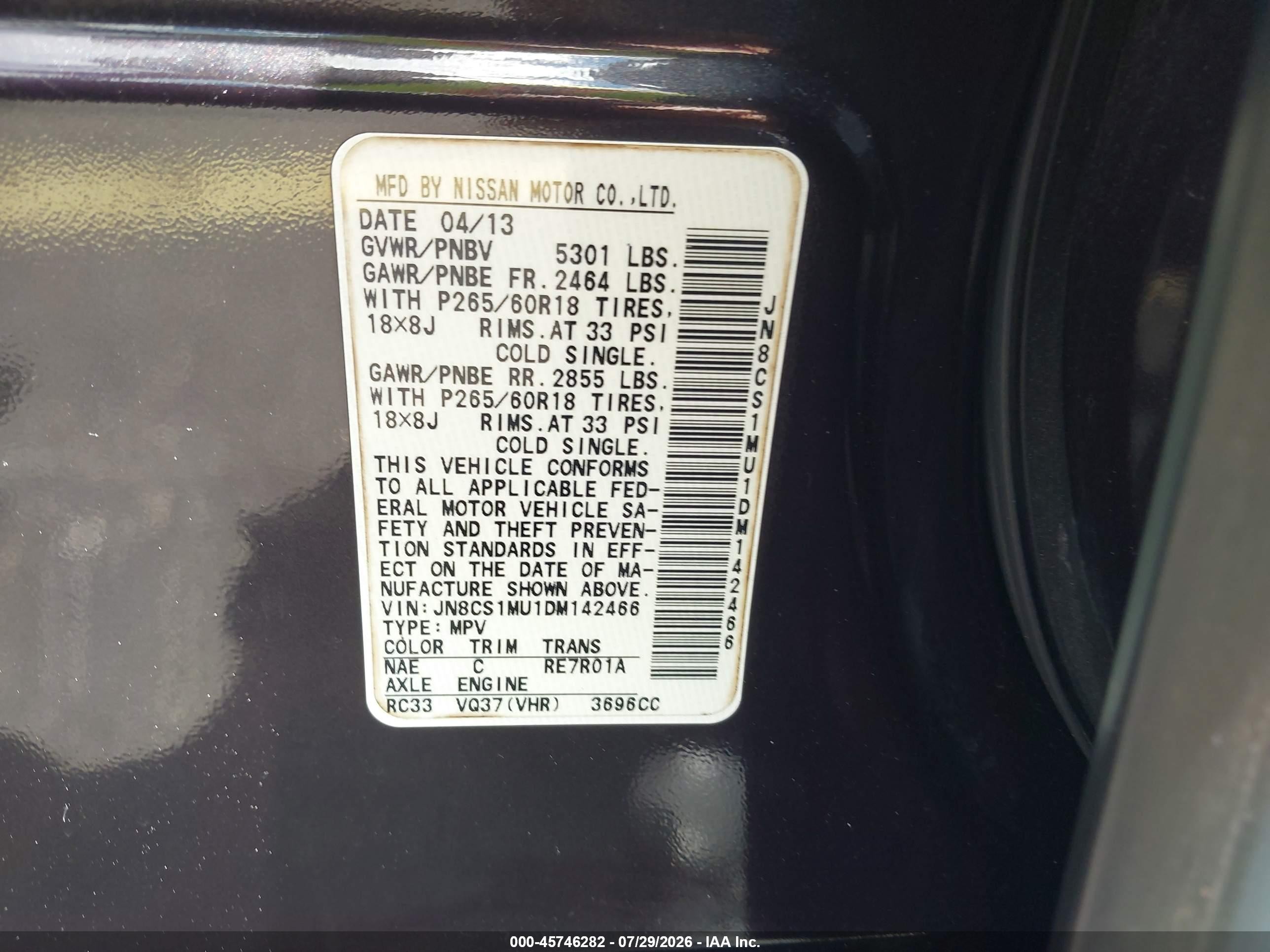 2013 Infiniti Fx37   Brown vin: JN8CS1MU1DM142466