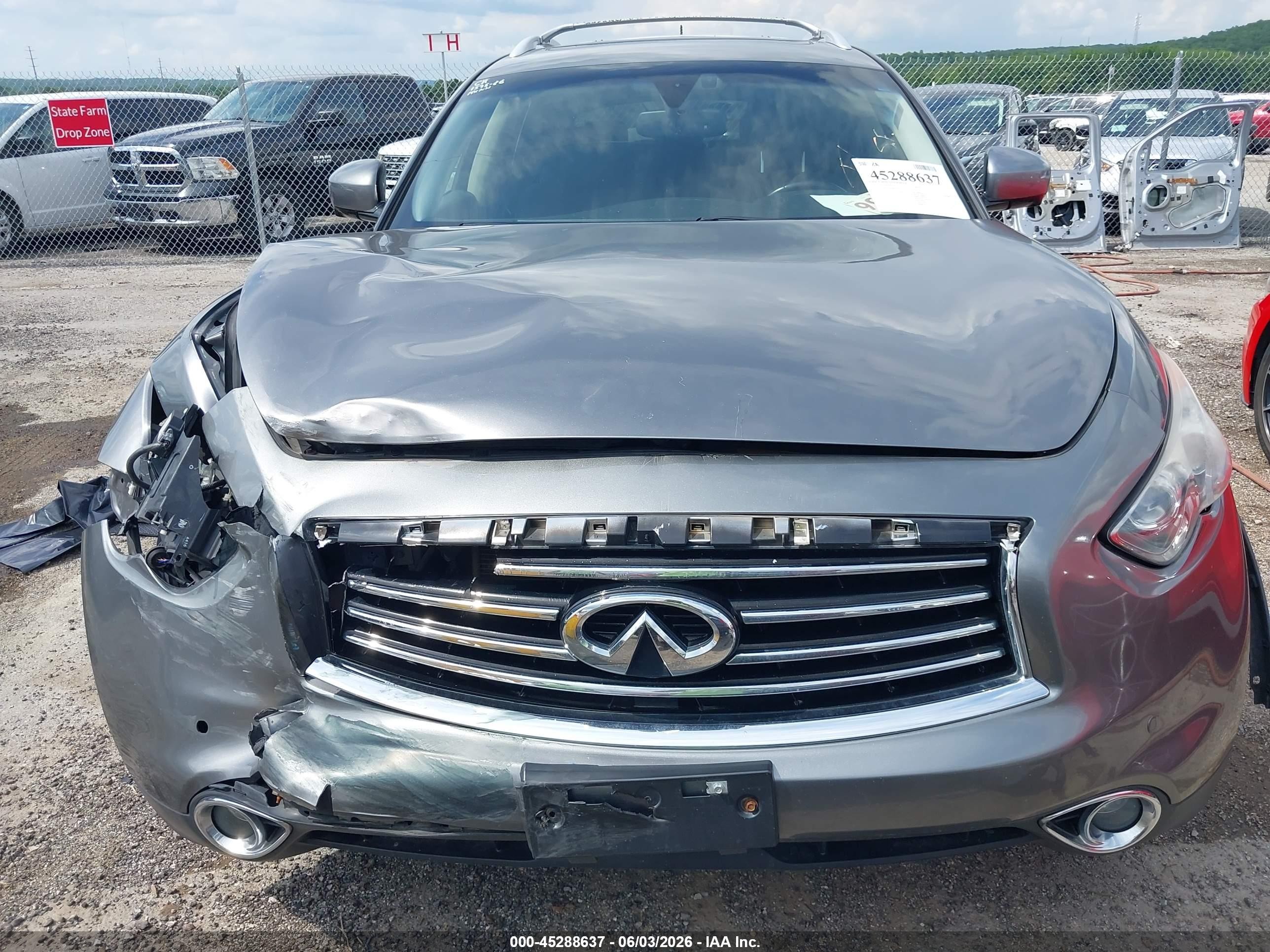 2015 Infiniti Qx70 Gray vin: JN8CS1MU1FM380160