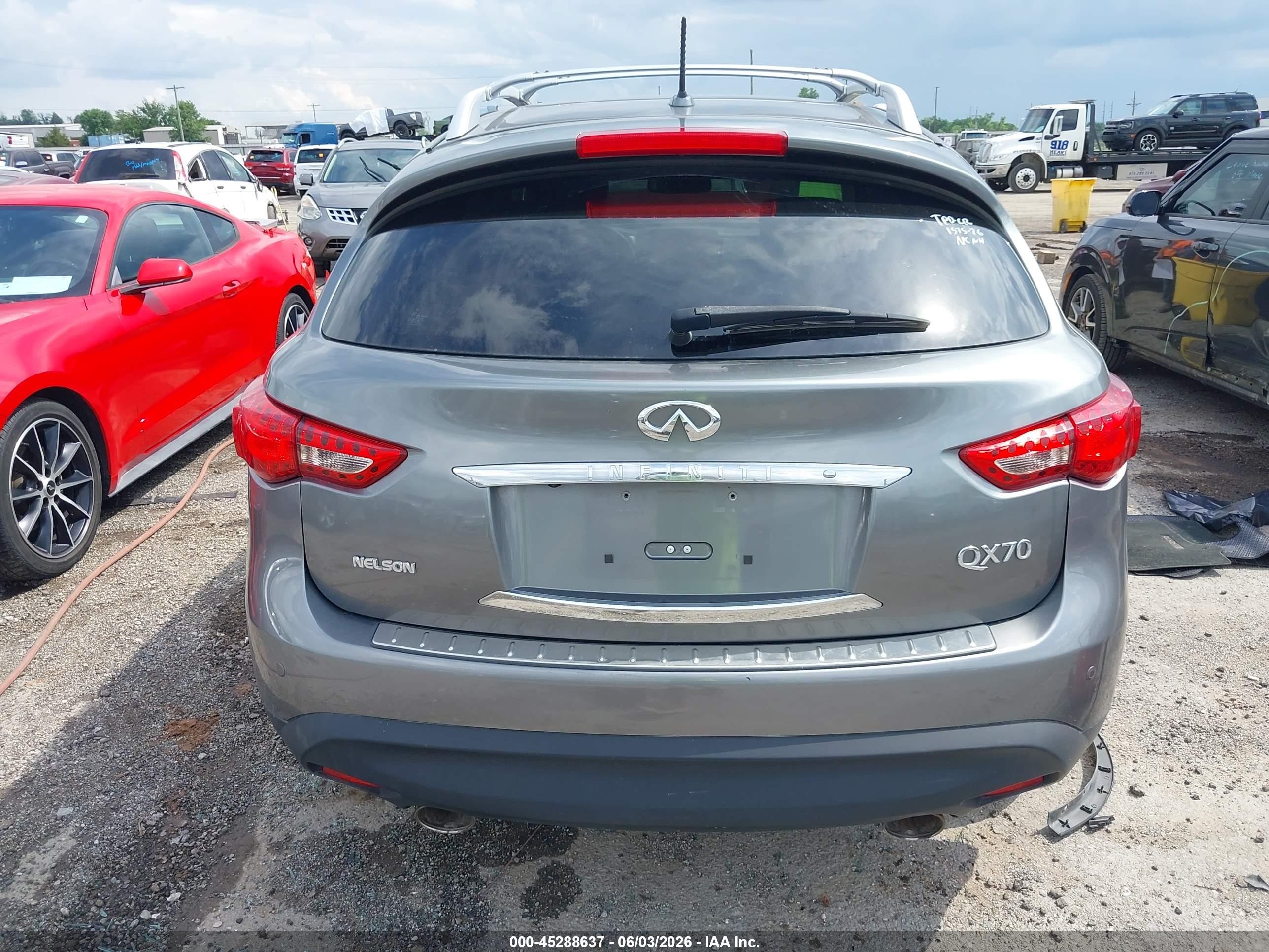 2015 Infiniti Qx70 Gray vin: JN8CS1MU1FM380160